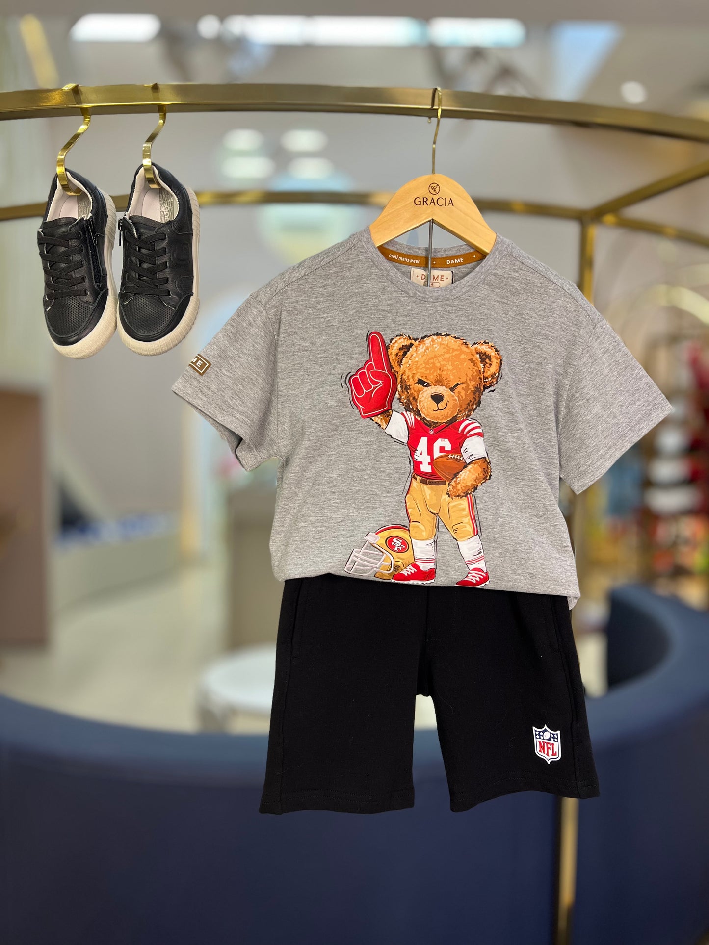Bermuda Infantil Futebol NFL Preta - Dame