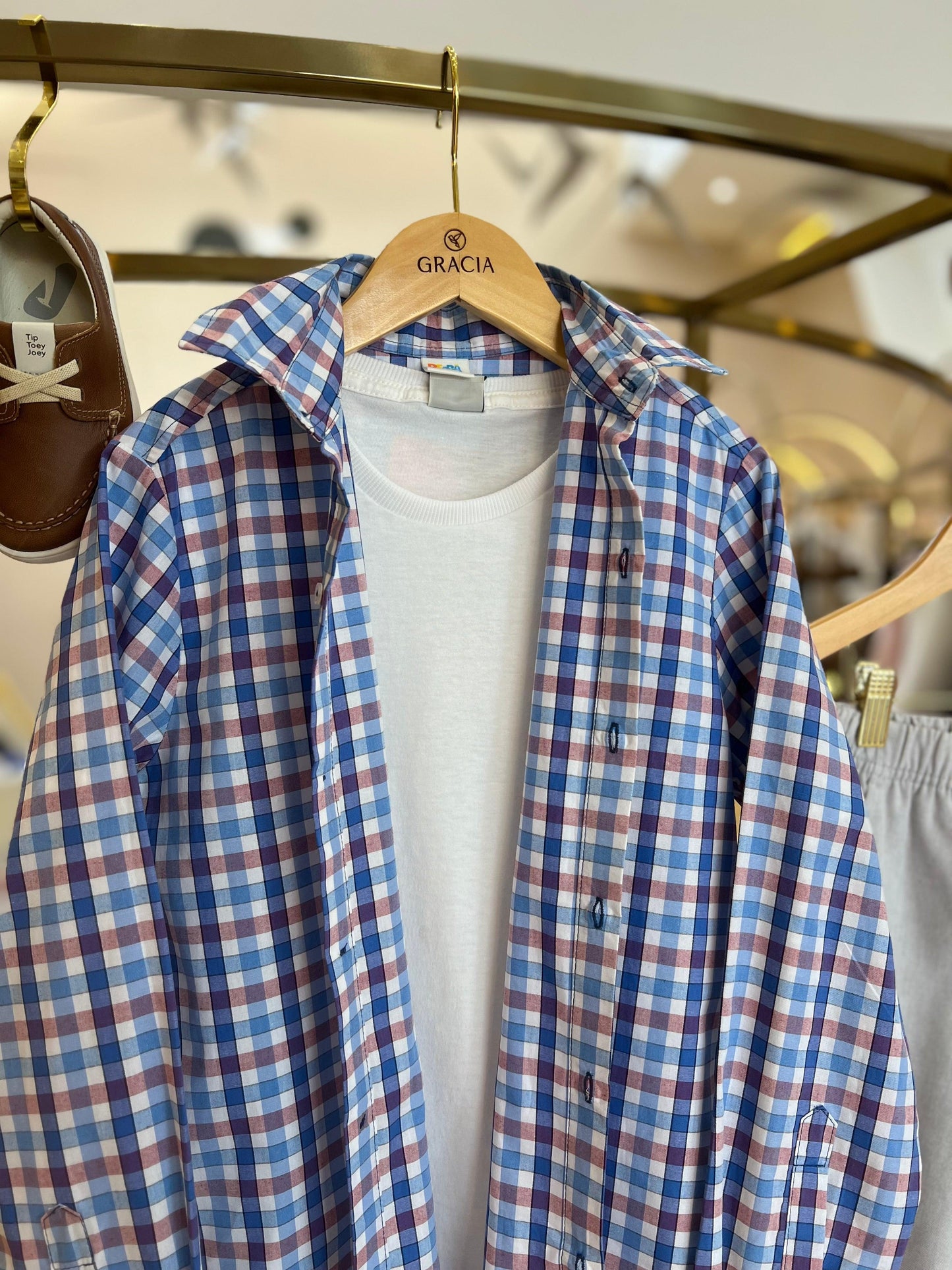 Camisa xadrez com detalhe Dino Beabá - Gracia
