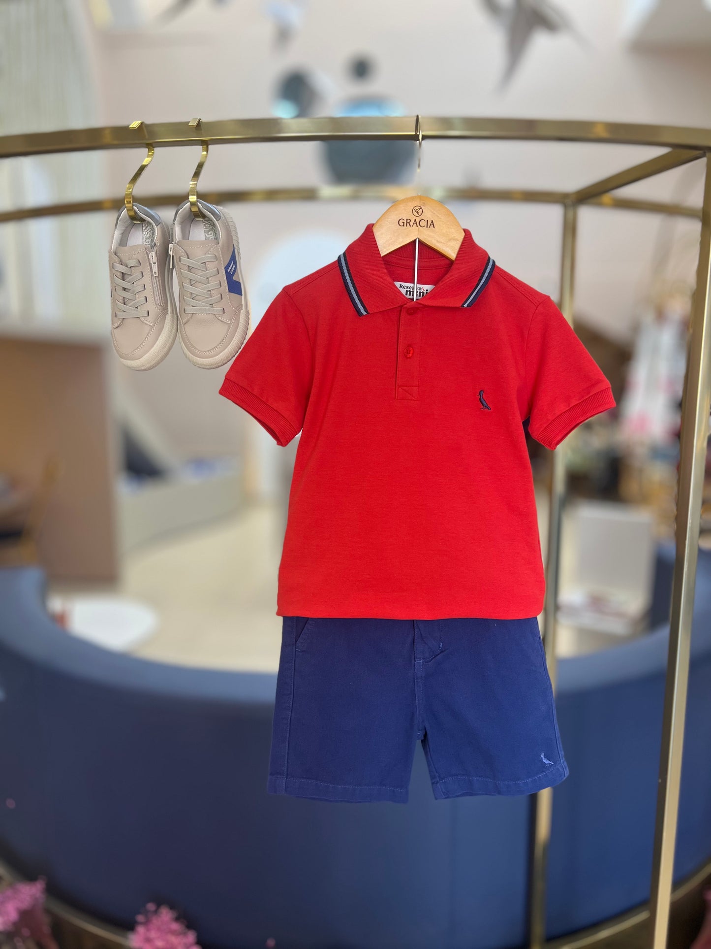 Polo Infantil Frisos Vermelha - Reserva Mini