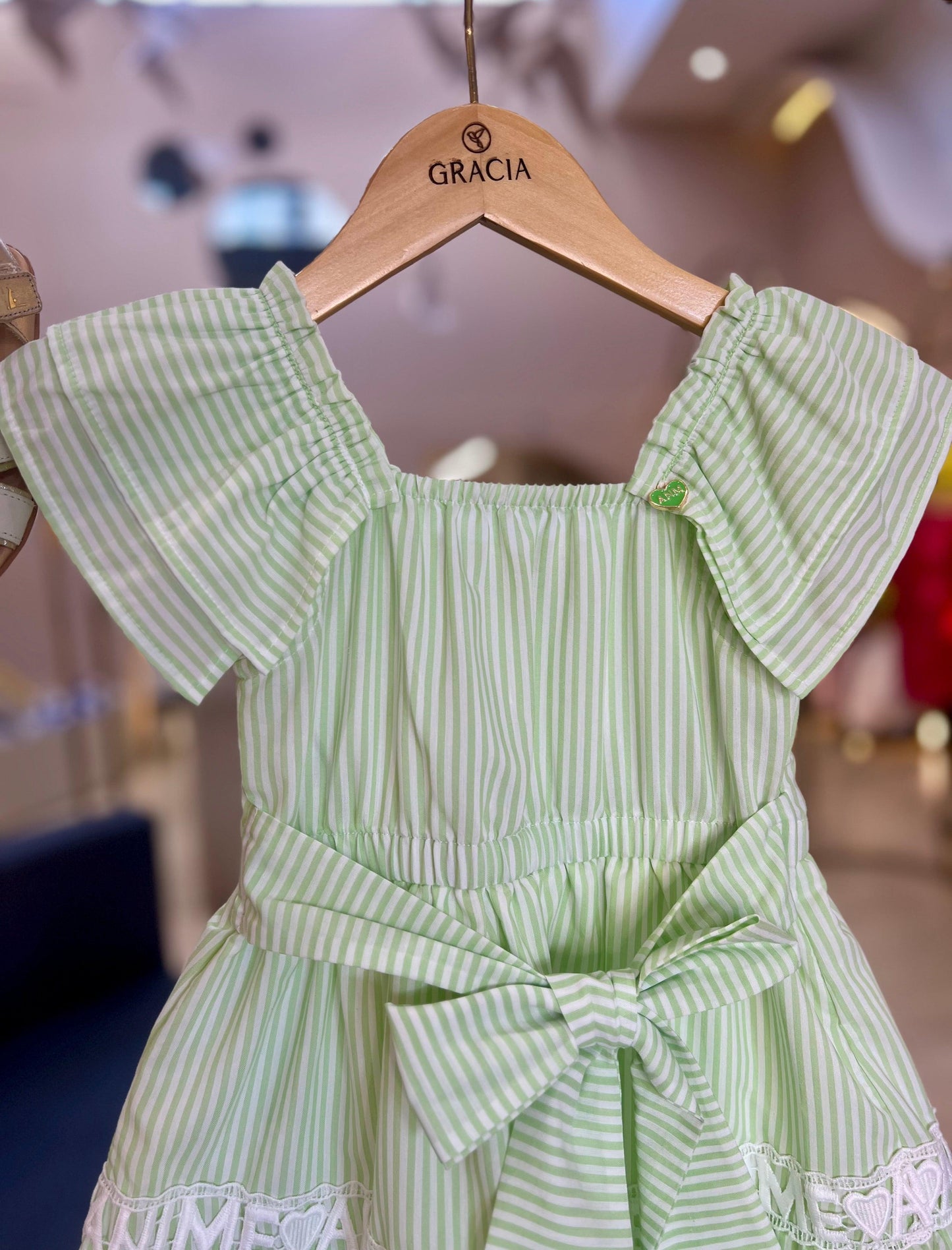 Vestido listrado com renda Animê - Gracia