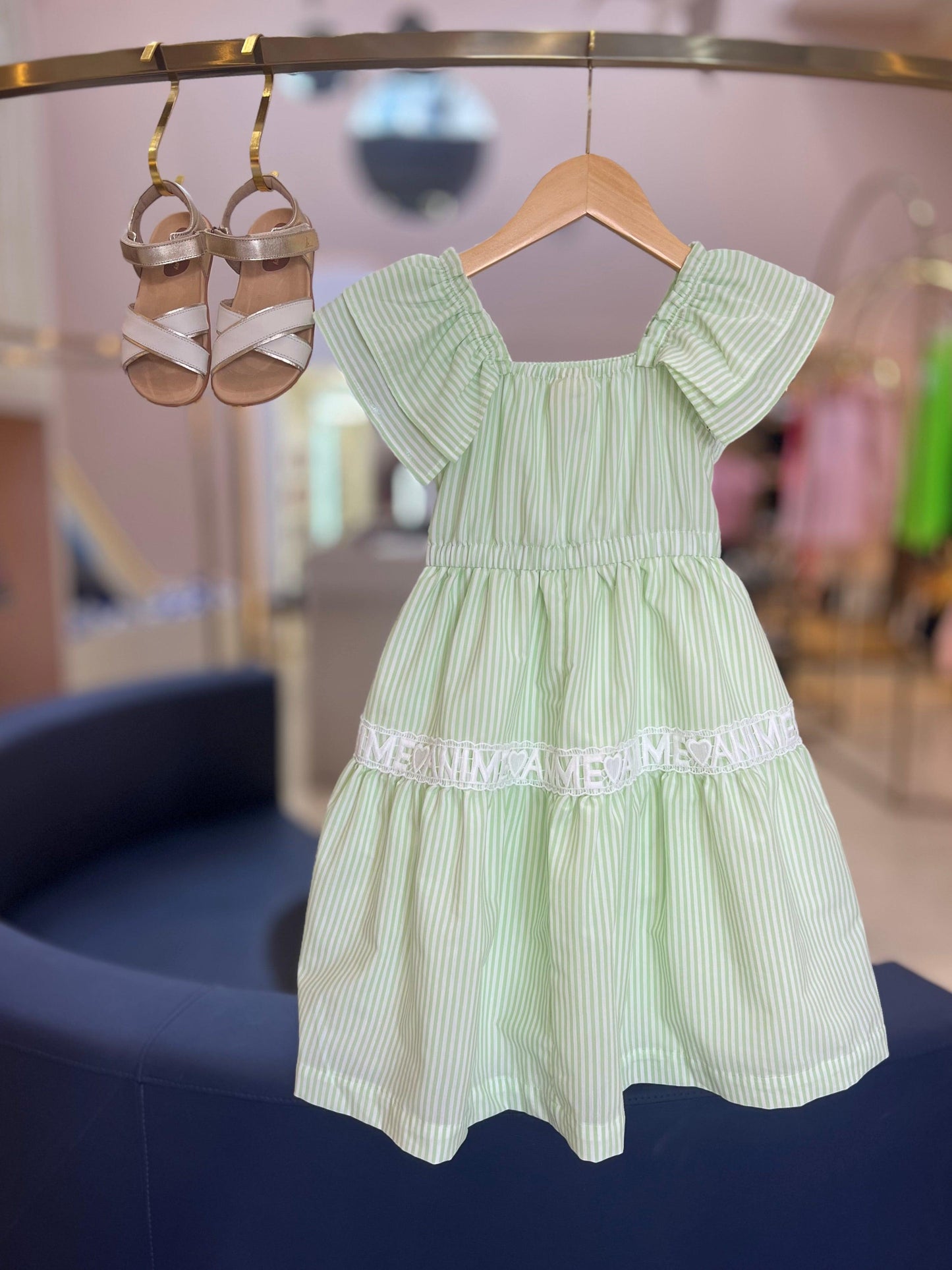 Vestido listrado com renda Animê - Gracia