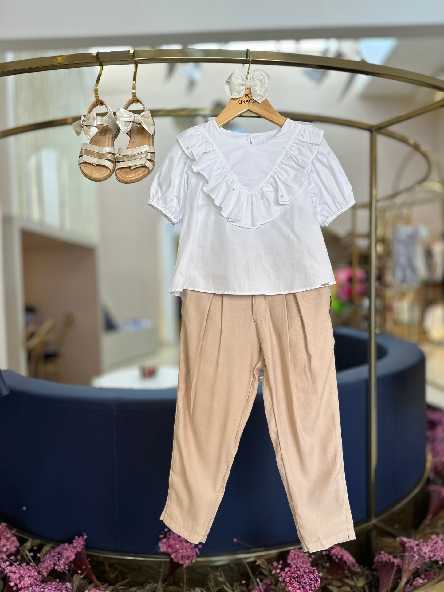 Bata Infantil em Tricoline Off White - Charpey