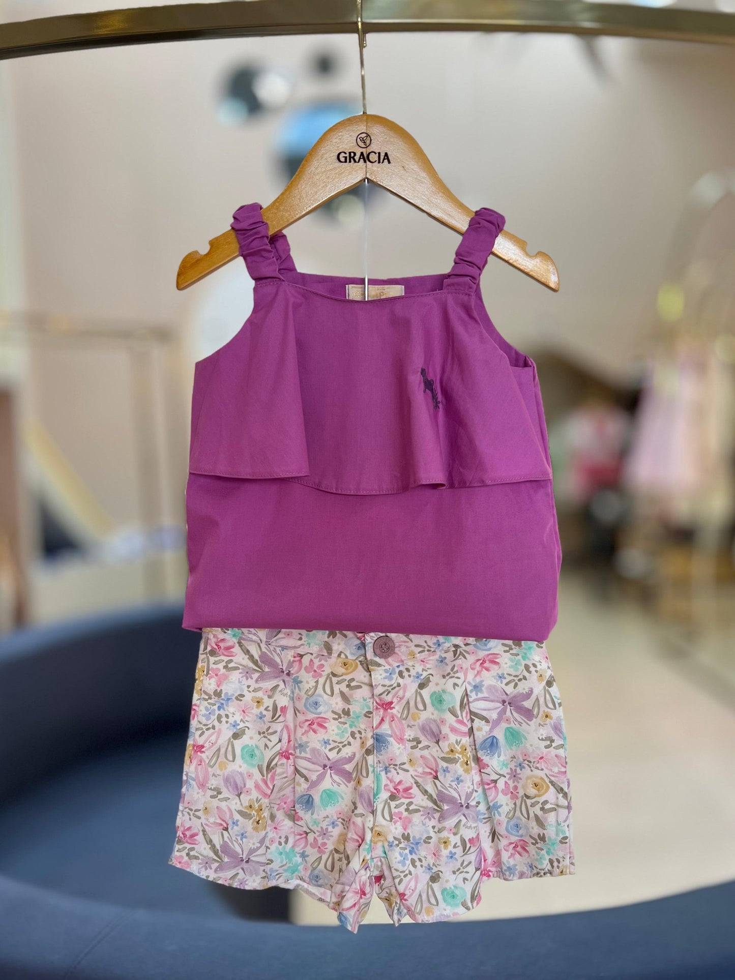 Conjunto blusa tricoline e shorts viscose Charpey - Gracia