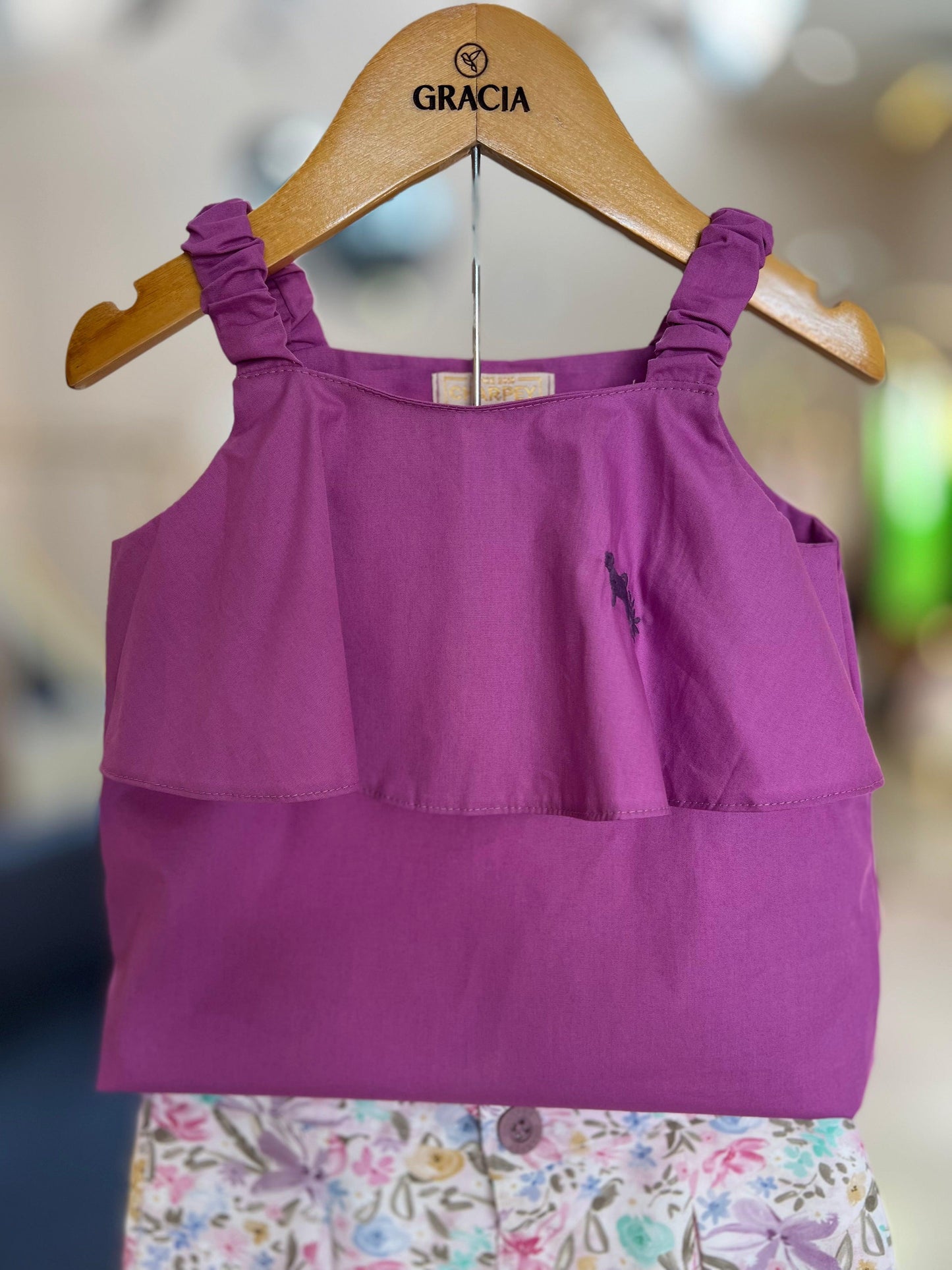 Conjunto blusa tricoline e shorts viscose Charpey - Gracia