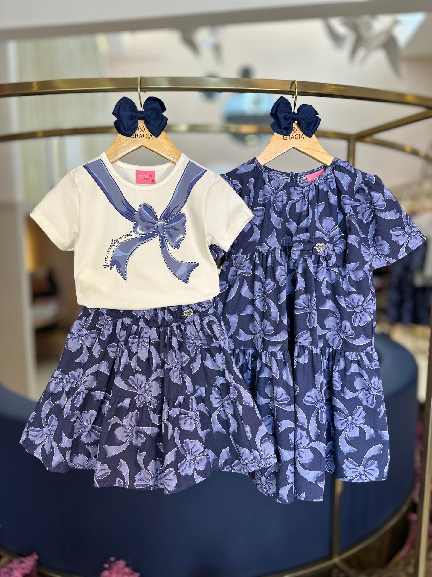 Vestido Infantil Laços Blue - Momi