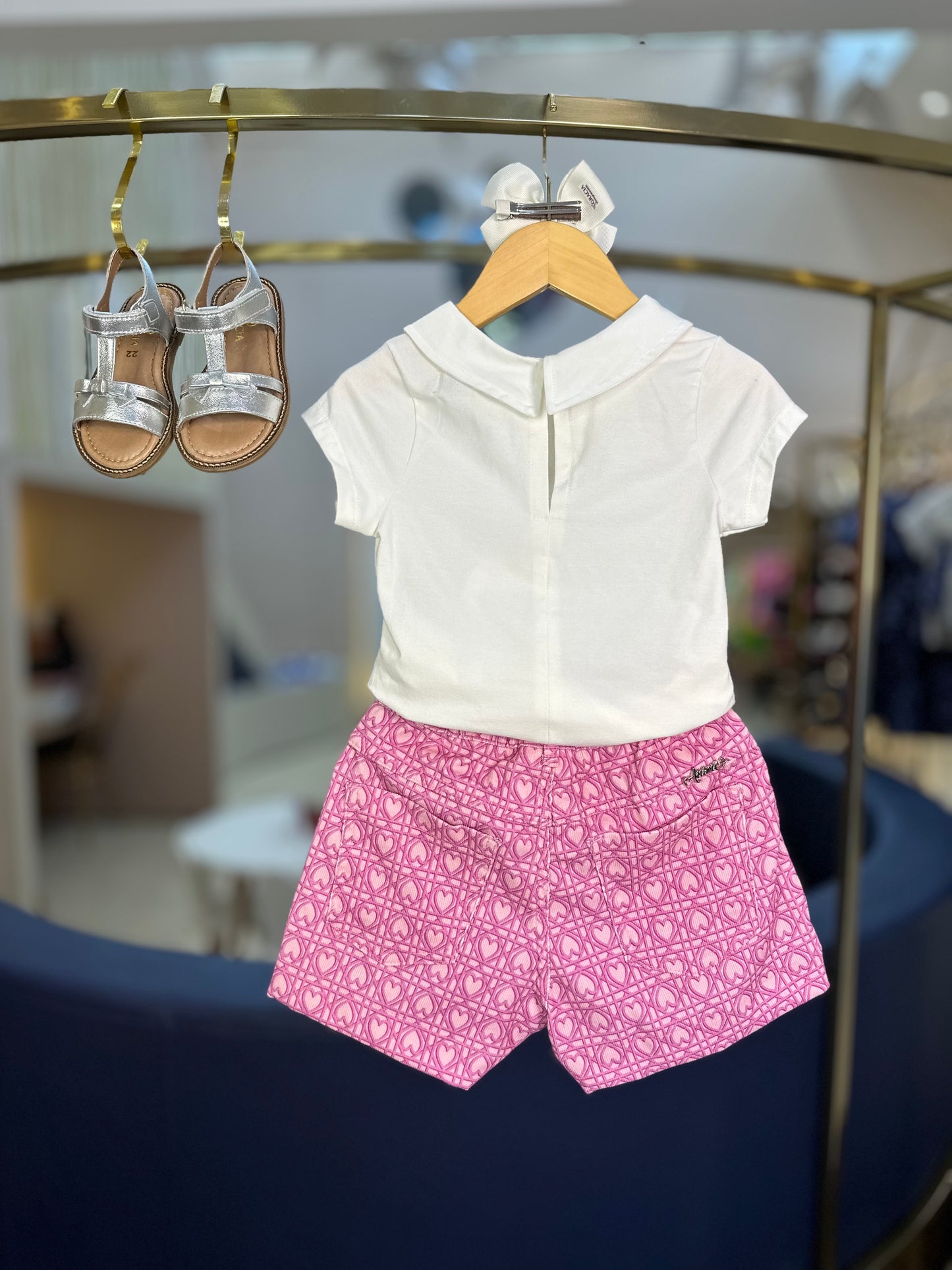 Conjunto Infantil Blusa e Bermuda Corações Trancados - Animê