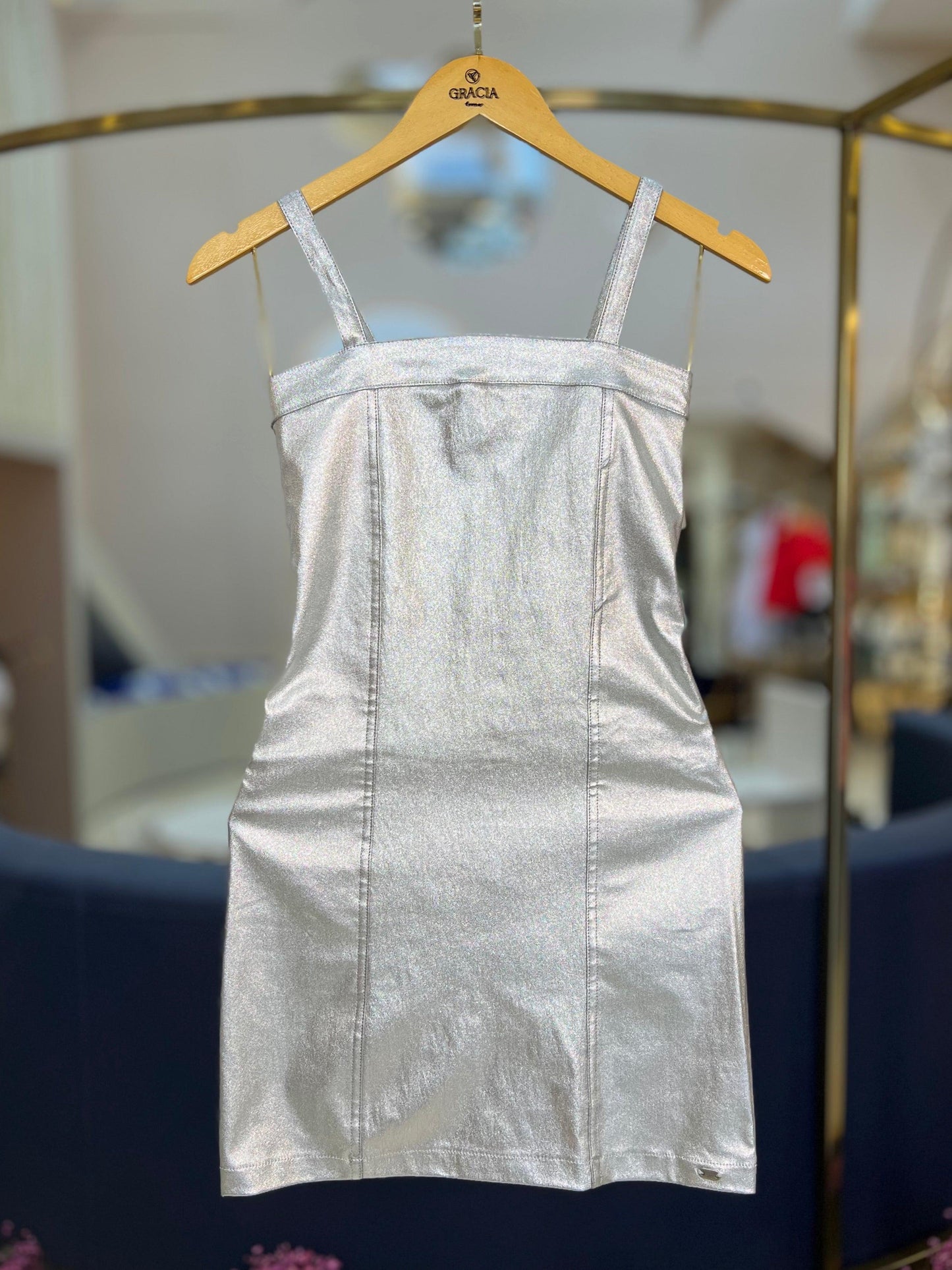 Vestido Metalizado Prata - I Am - Gracia