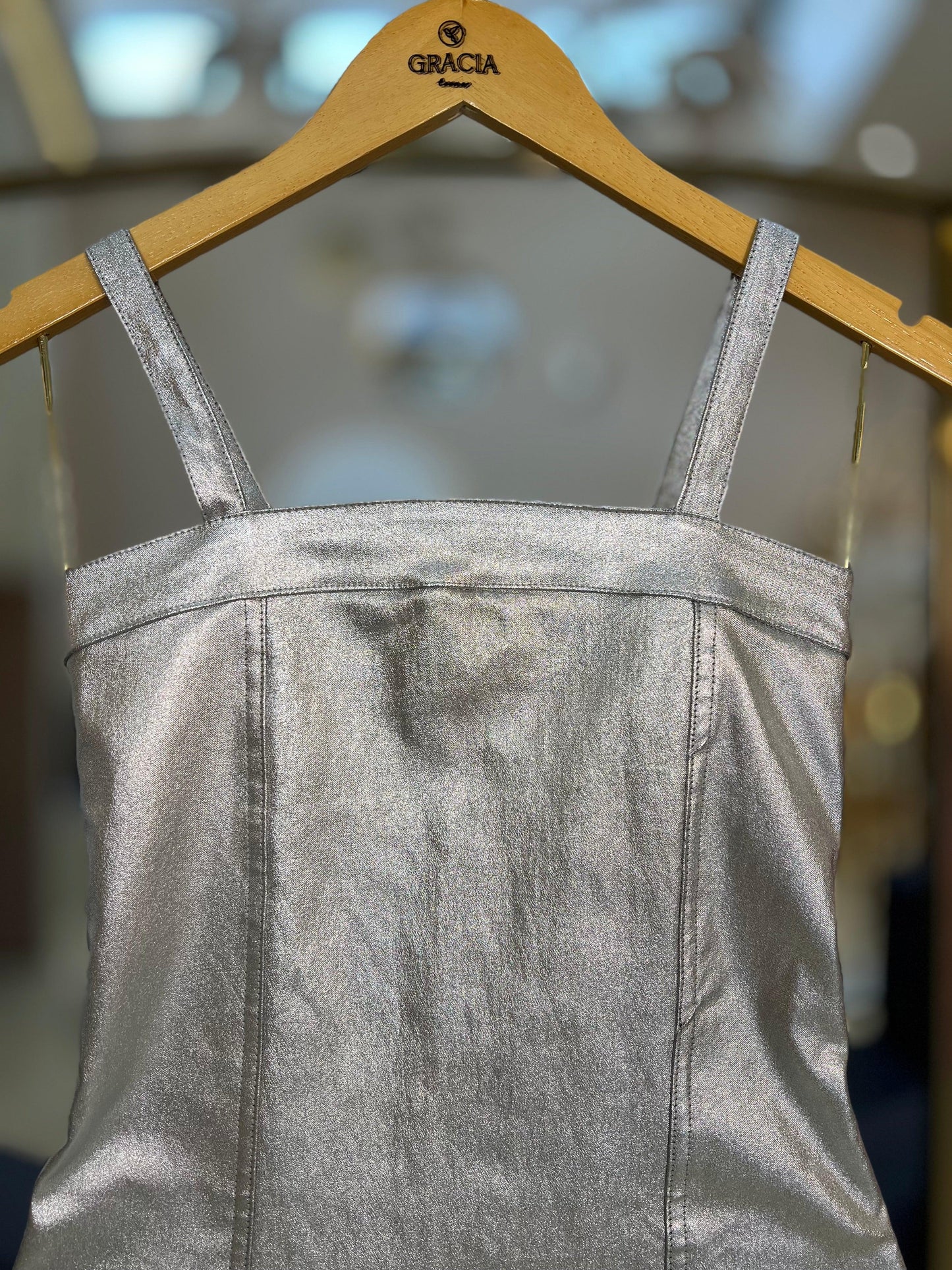 Vestido Metalizado Prata - I Am - Gracia