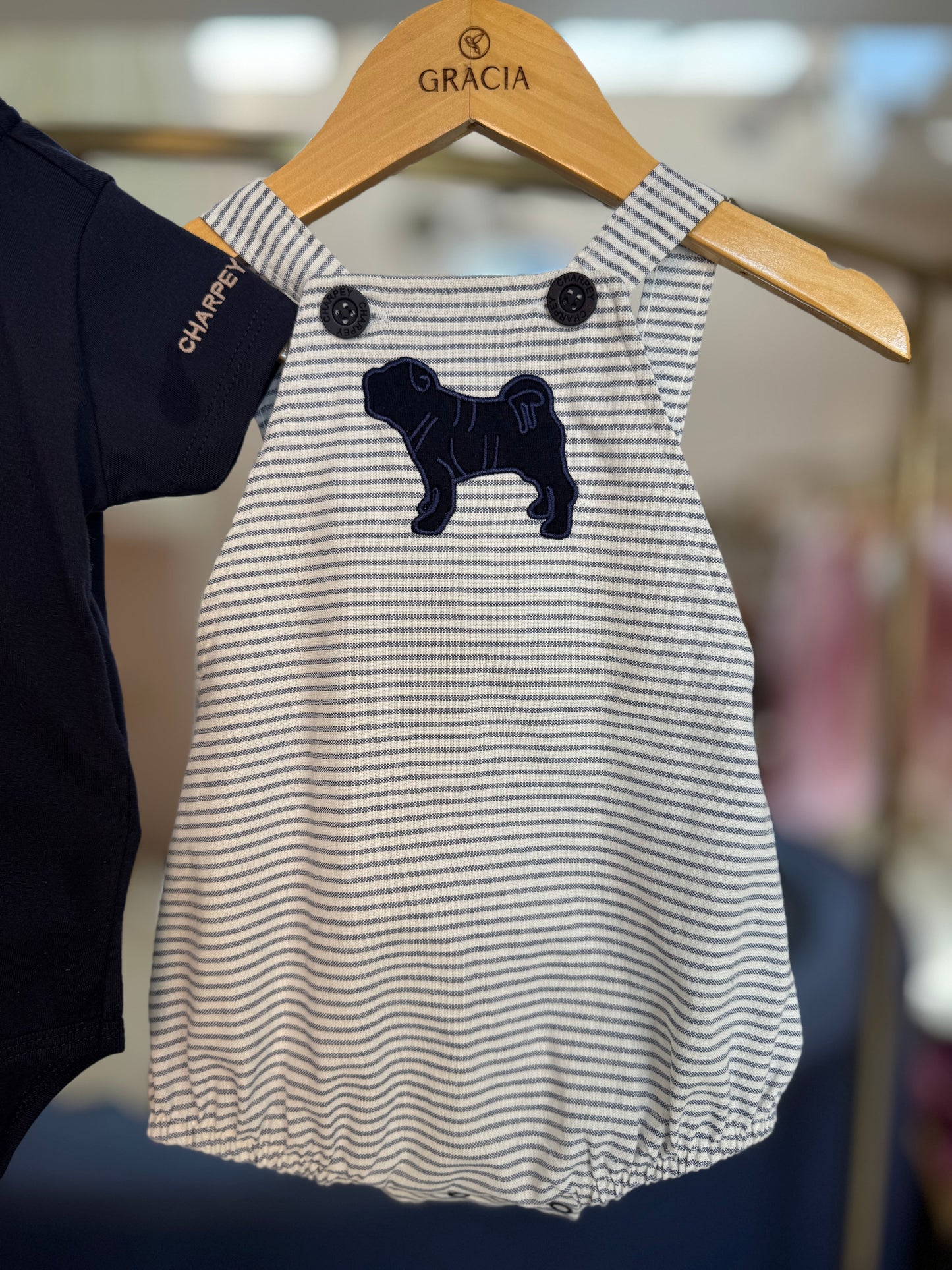 Conjunto Bebê Body Camisa com Macacão Marinho - Charpey