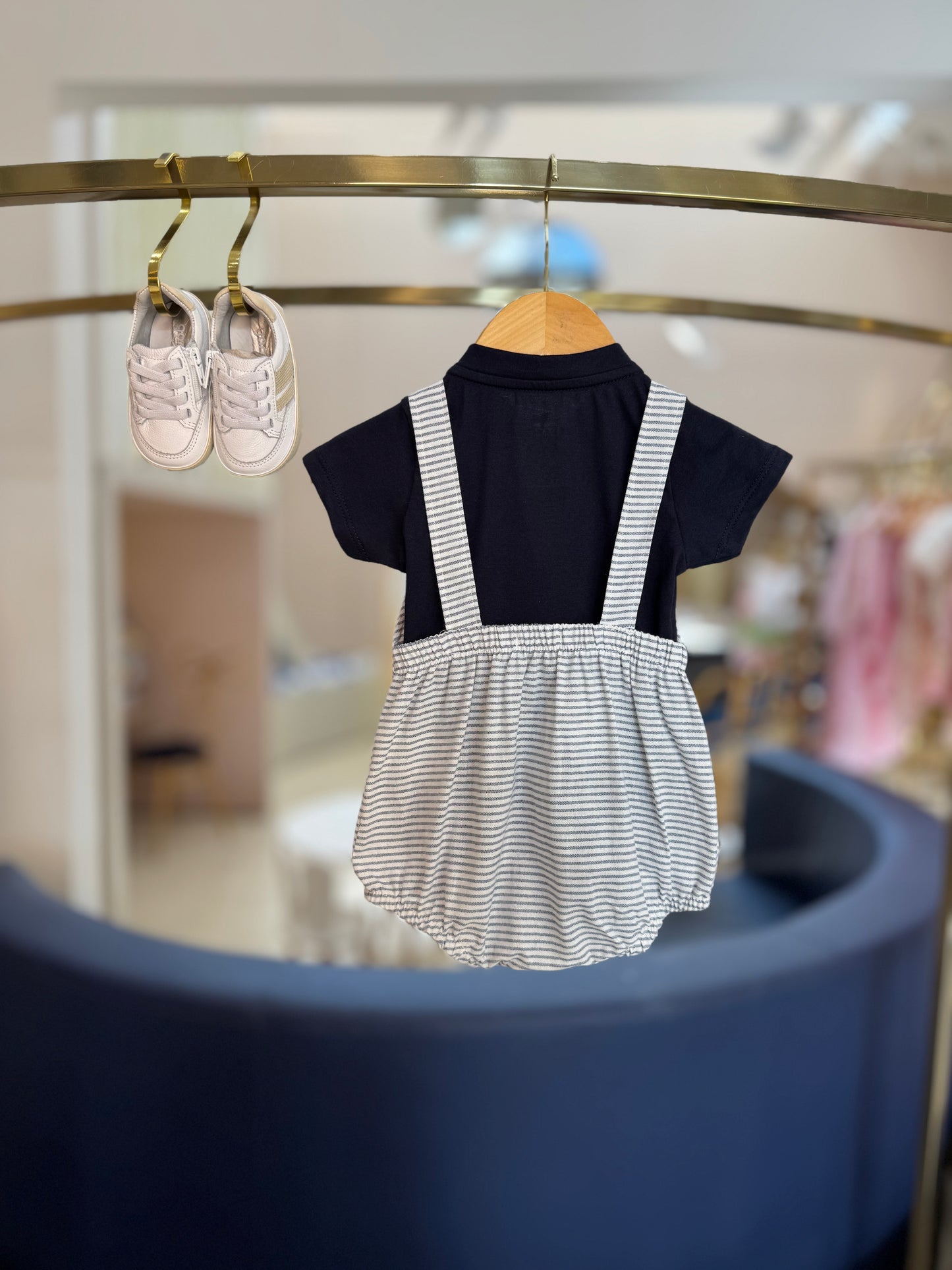 Conjunto Bebê Body Camisa com Macacão Marinho - Charpey