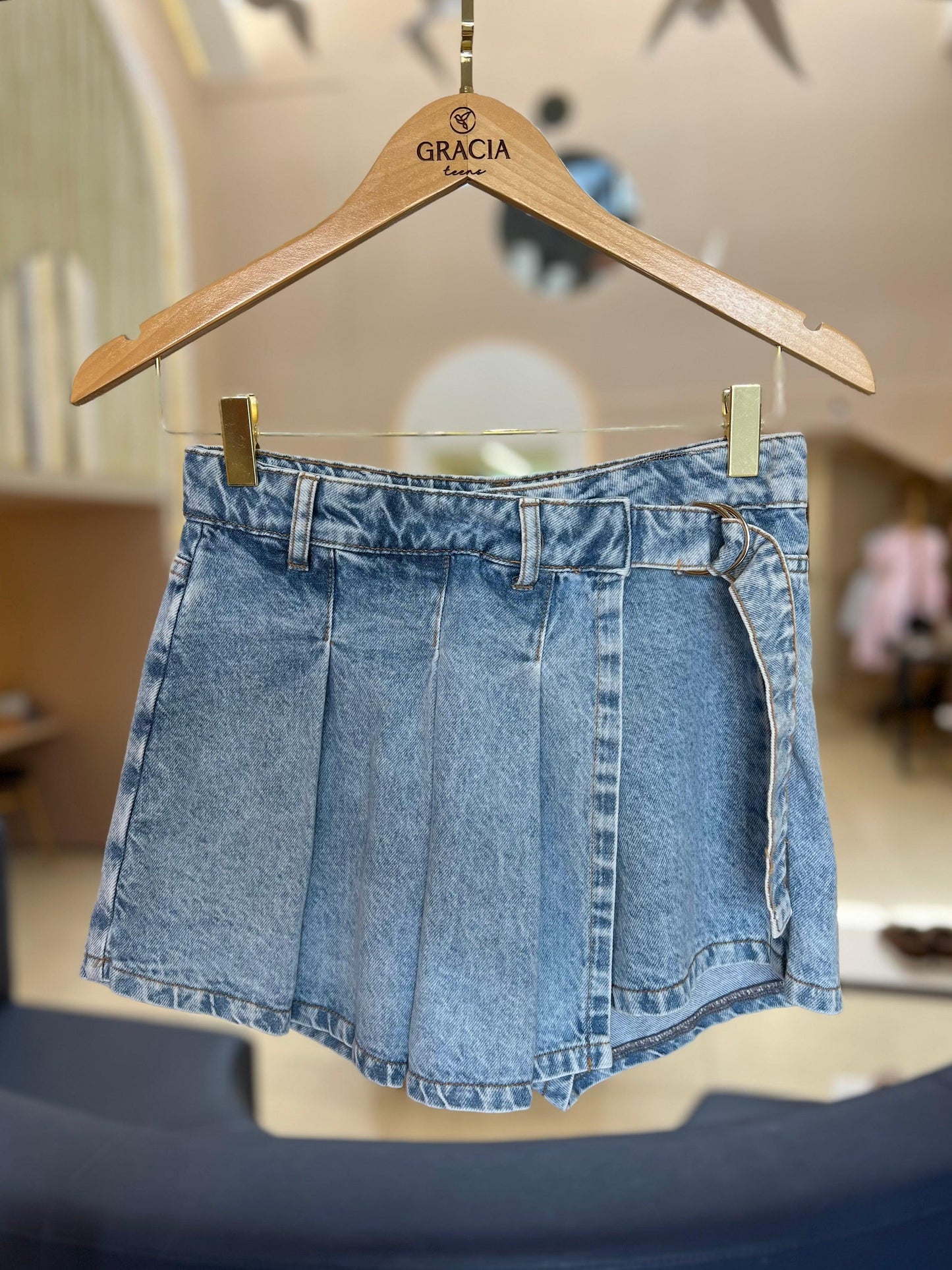 Shorts-saia jeans com pregas I Am - Gracia