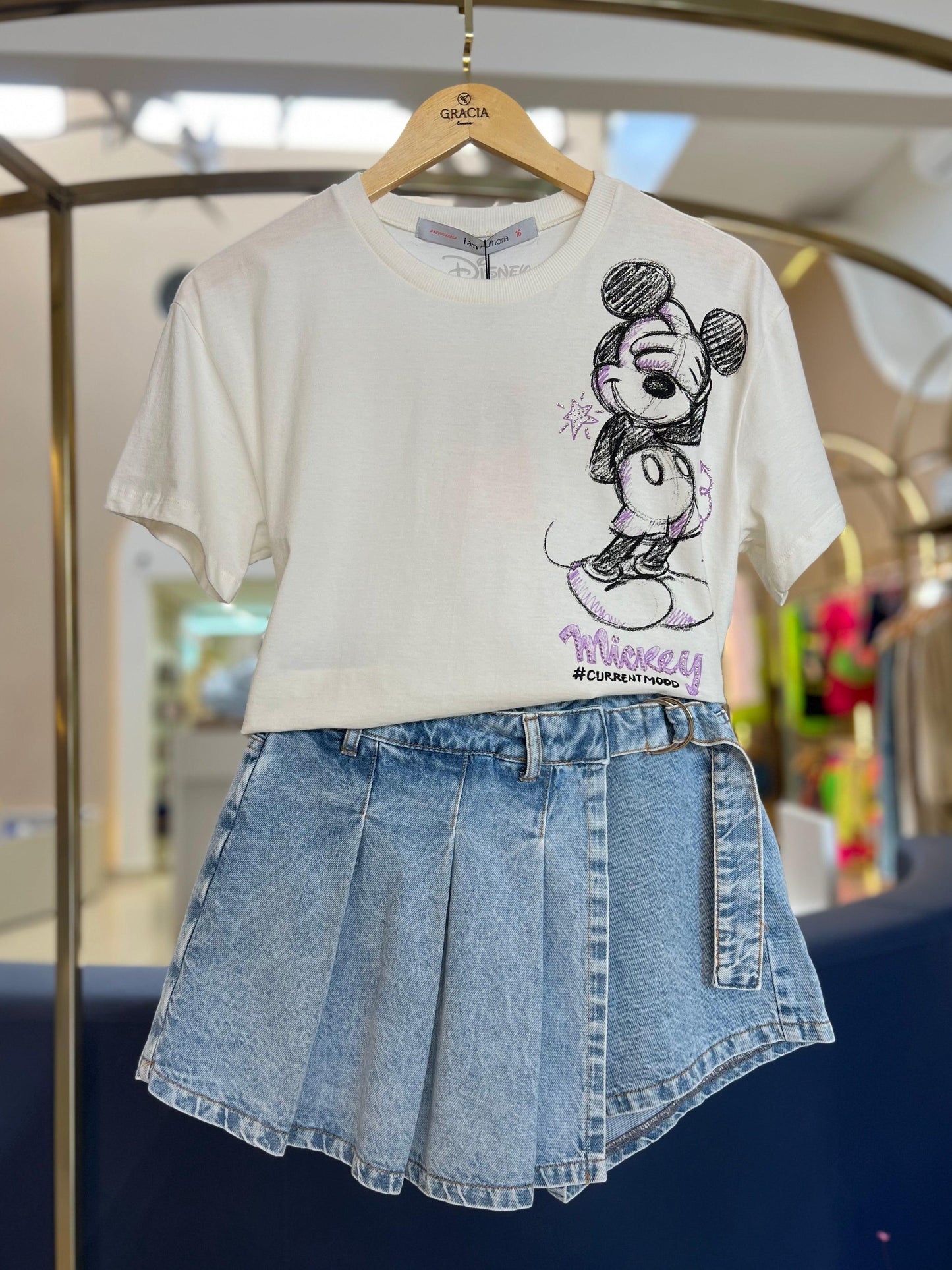Shorts-saia jeans com pregas I Am - Gracia
