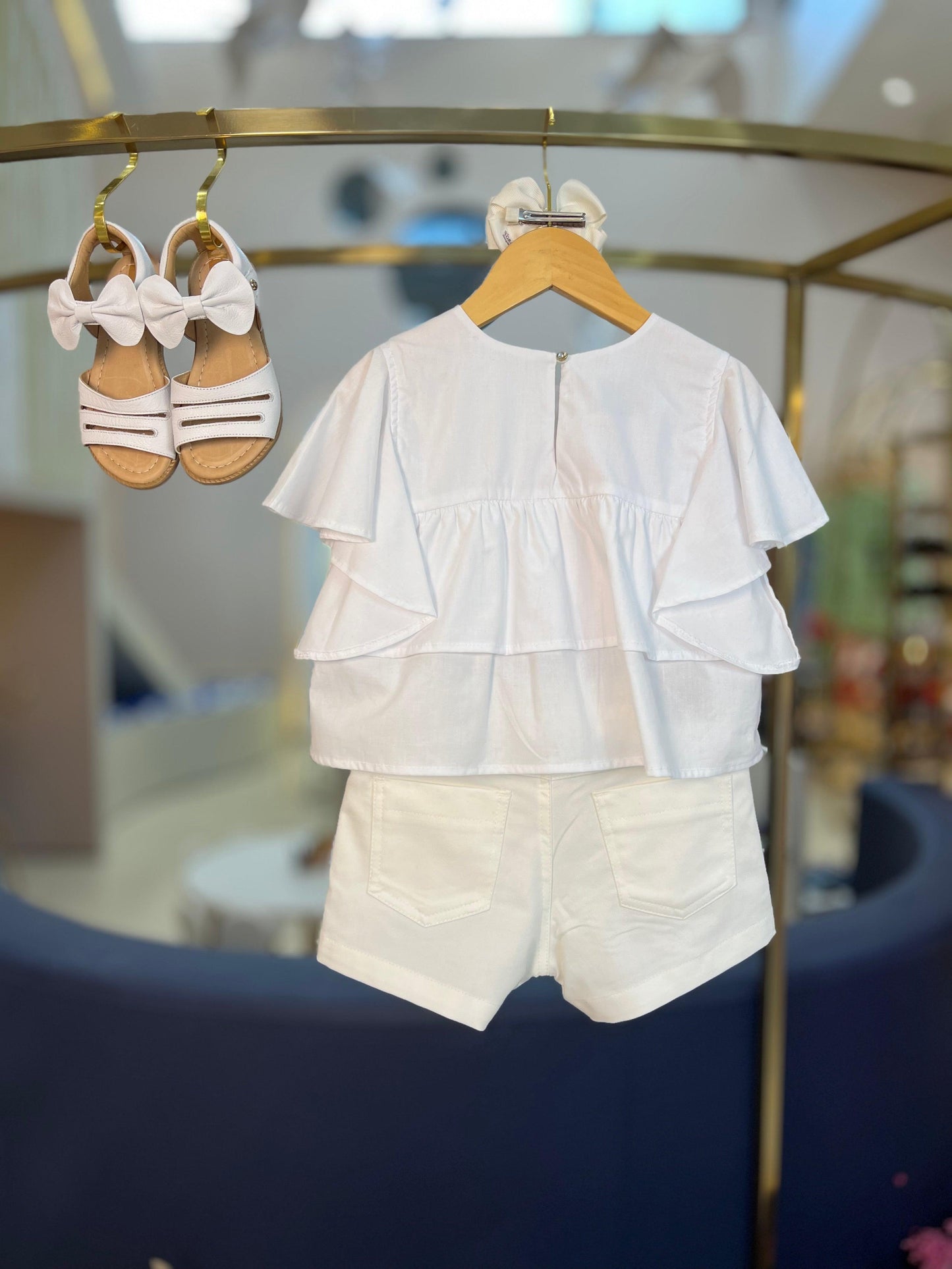 Shorts Satin Passantes Off White - 1+1 - Gracia