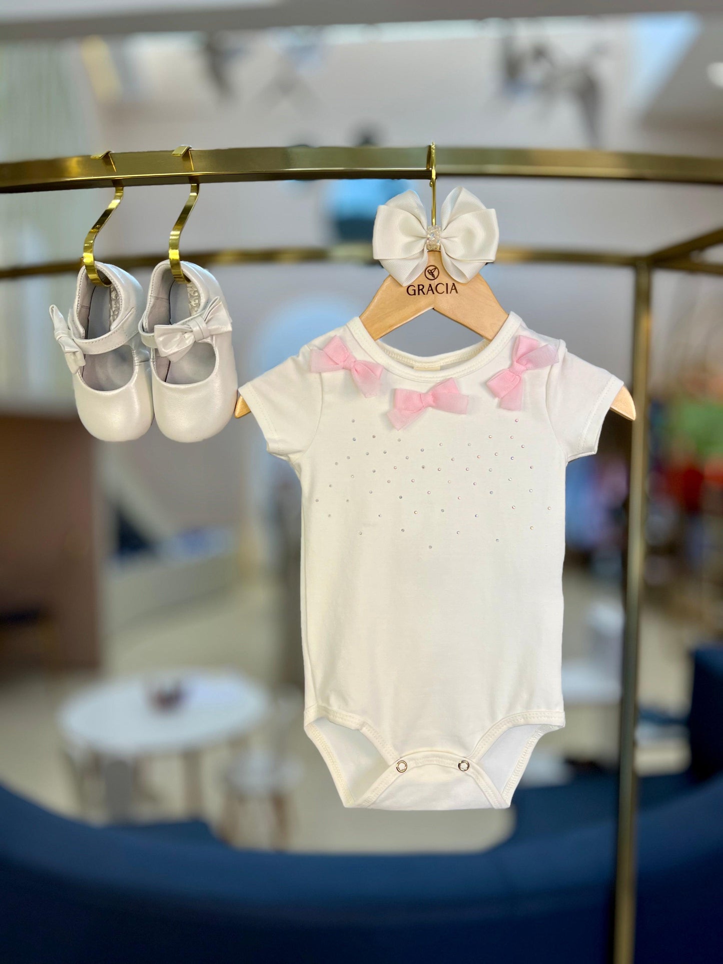 Body Baby com Laços Rosa - Animê - Gracia