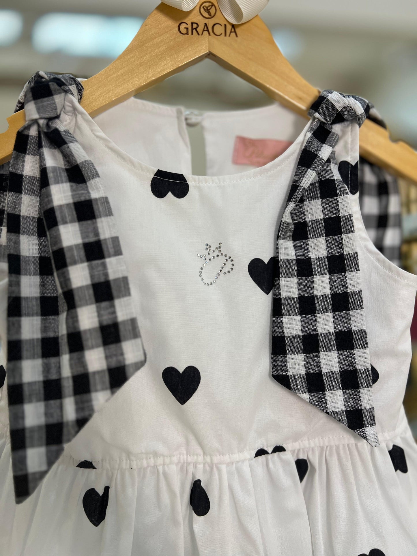 Blusa com Laço Corações & Xadrez Pituchinhus - Gracia