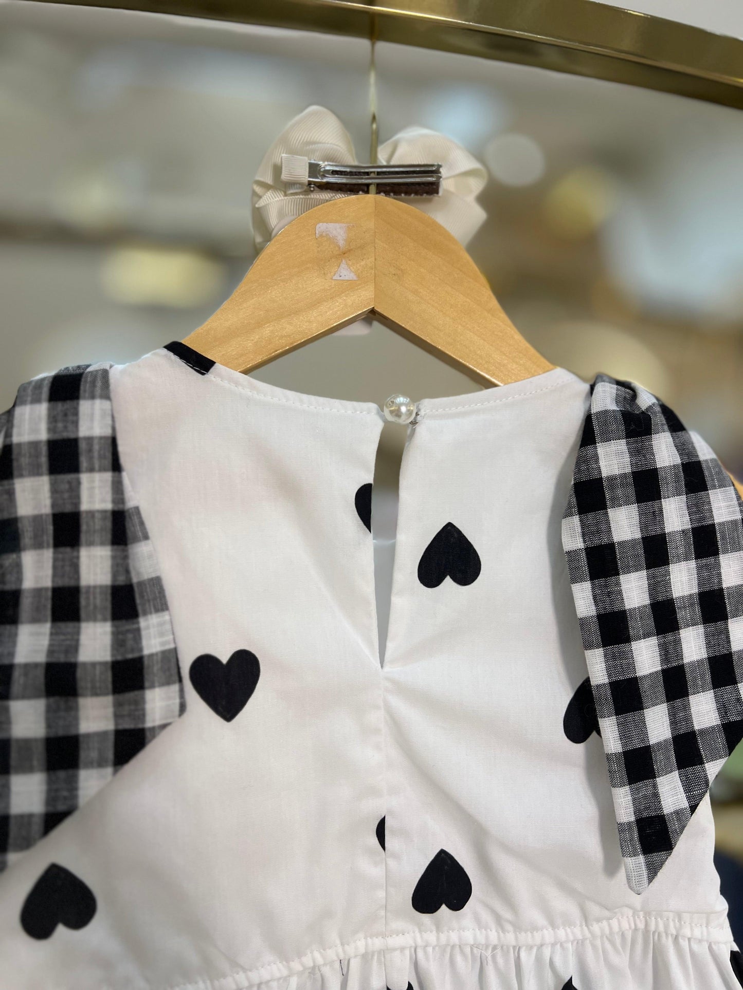 Blusa com Laço Corações & Xadrez Pituchinhus - Gracia