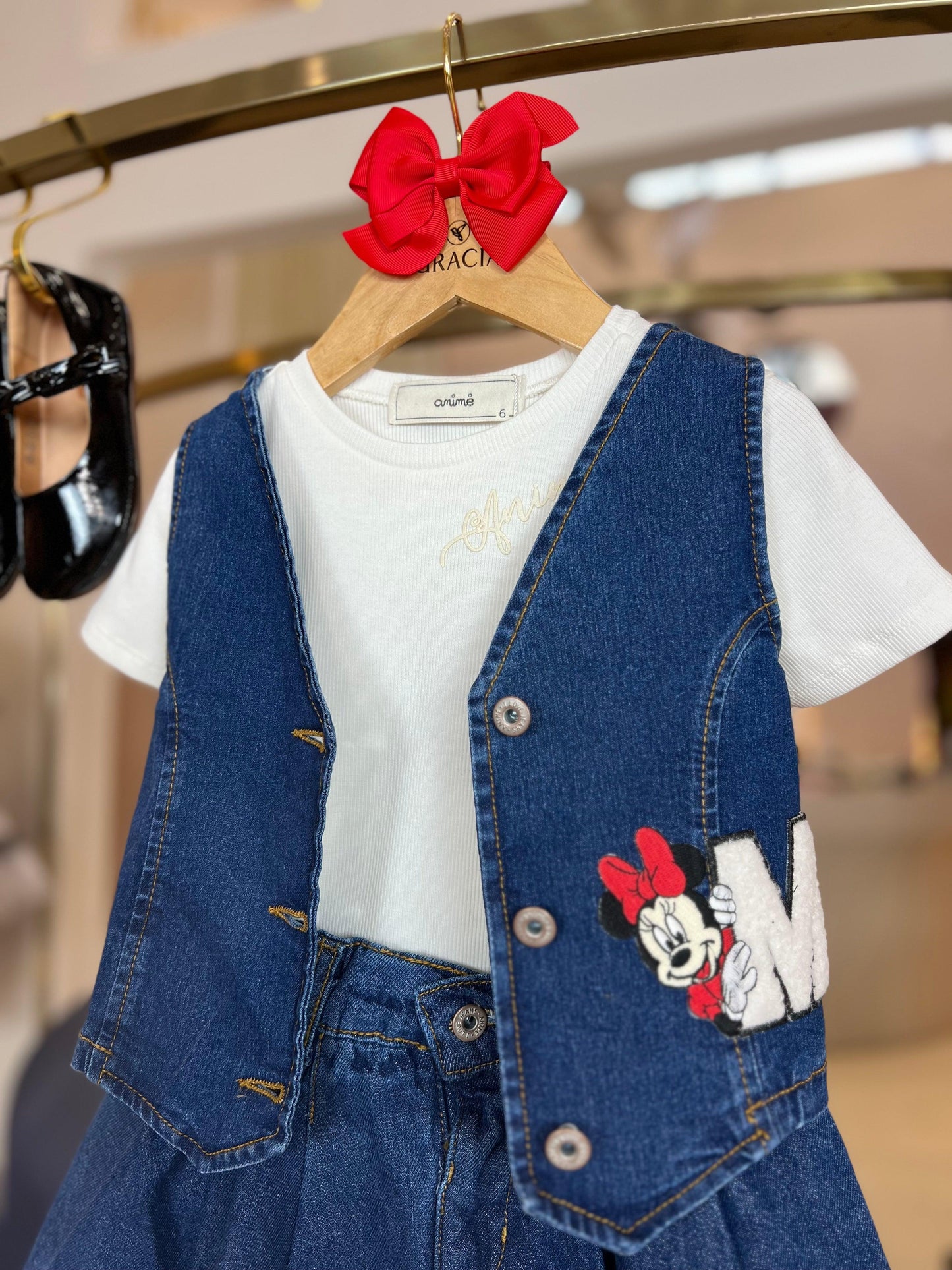 Colete Jeans Mickey e Minnie Animê - Gracia