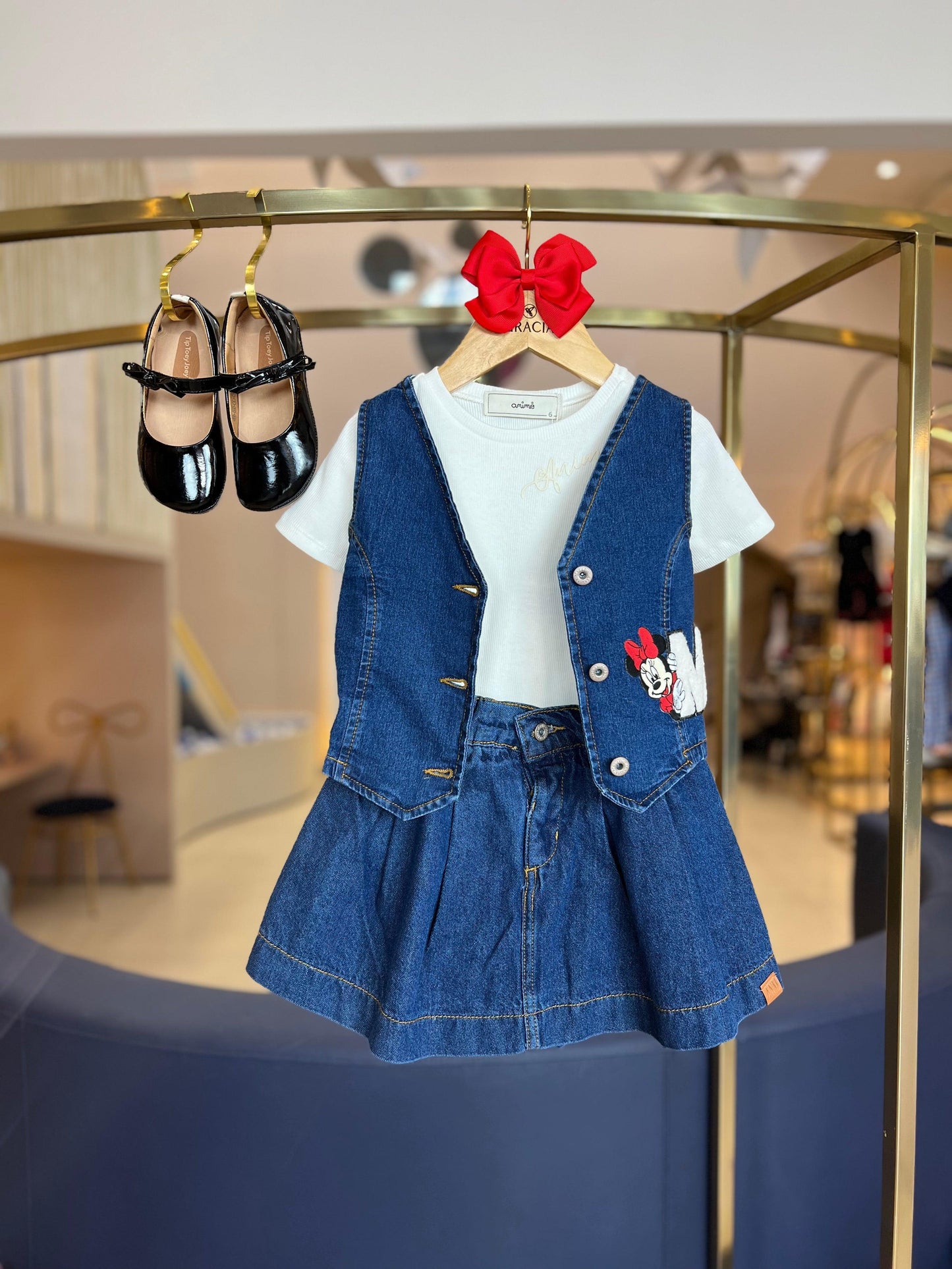 Colete Jeans Mickey e Minnie Animê - Gracia