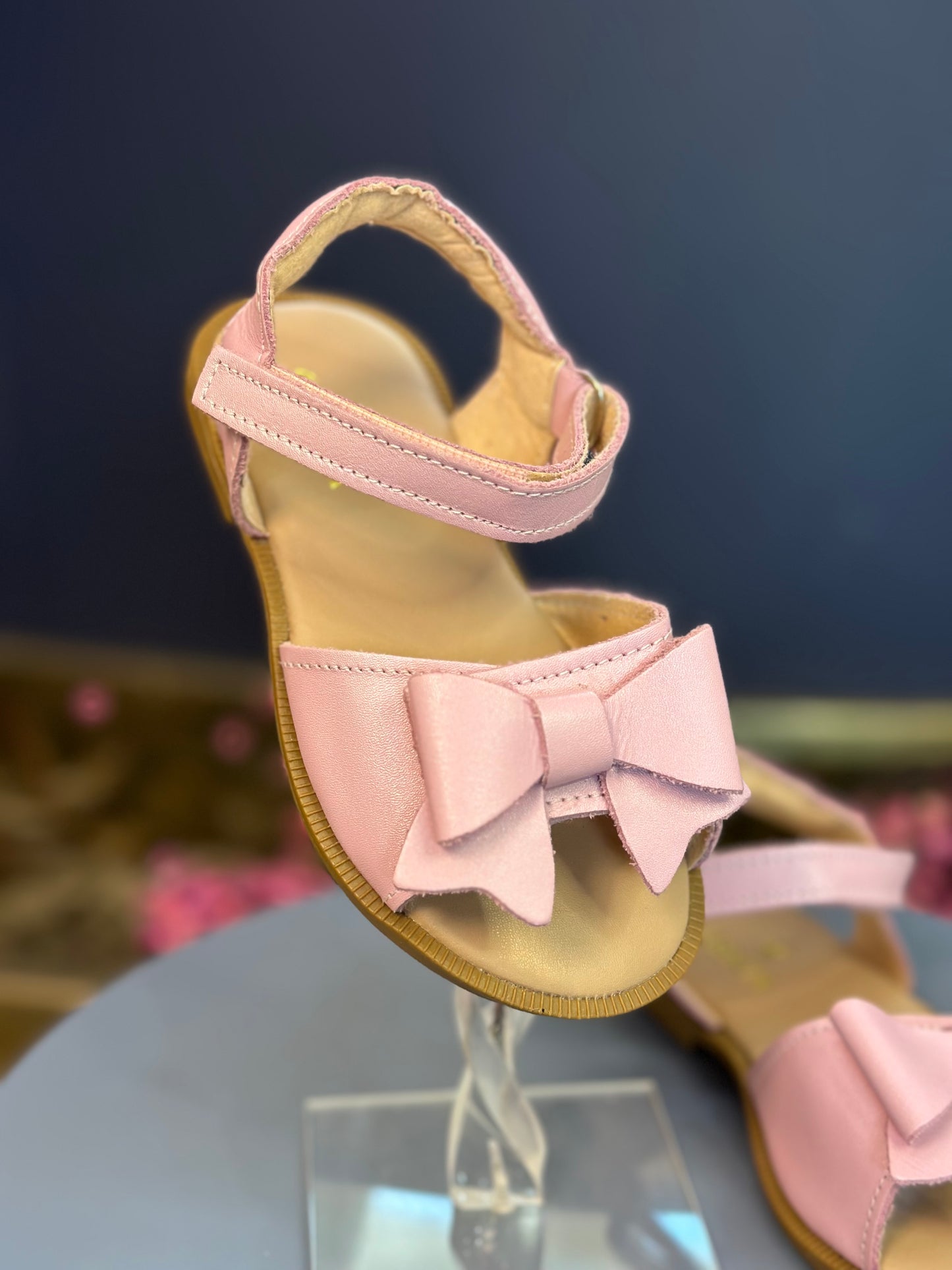 Sandália Infantil Manu Laço Velcro Rosa Perolado - Gracia
