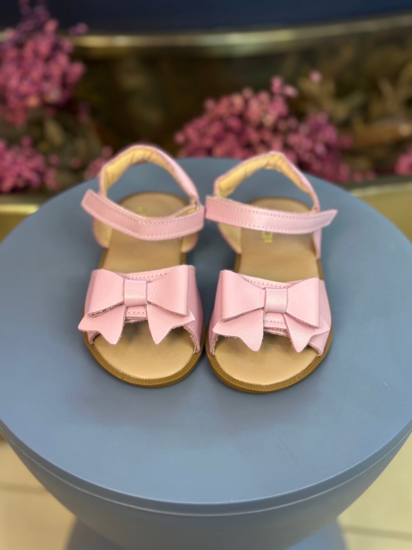 Sandália Infantil Manu Laço Velcro Rosa Perolado - Gracia