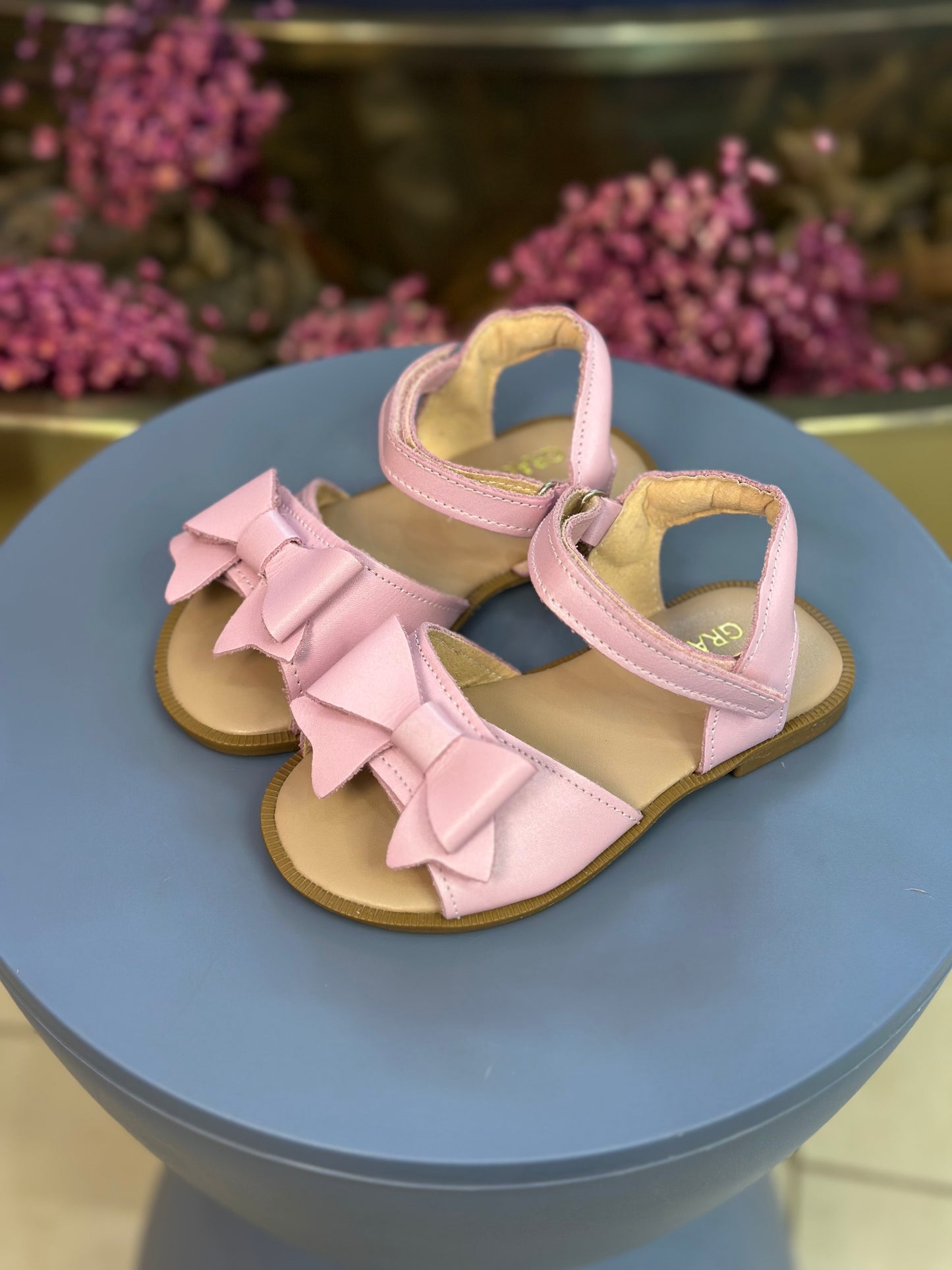 Sandália Infantil Manu Laço Velcro Rosa Perolado - Gracia