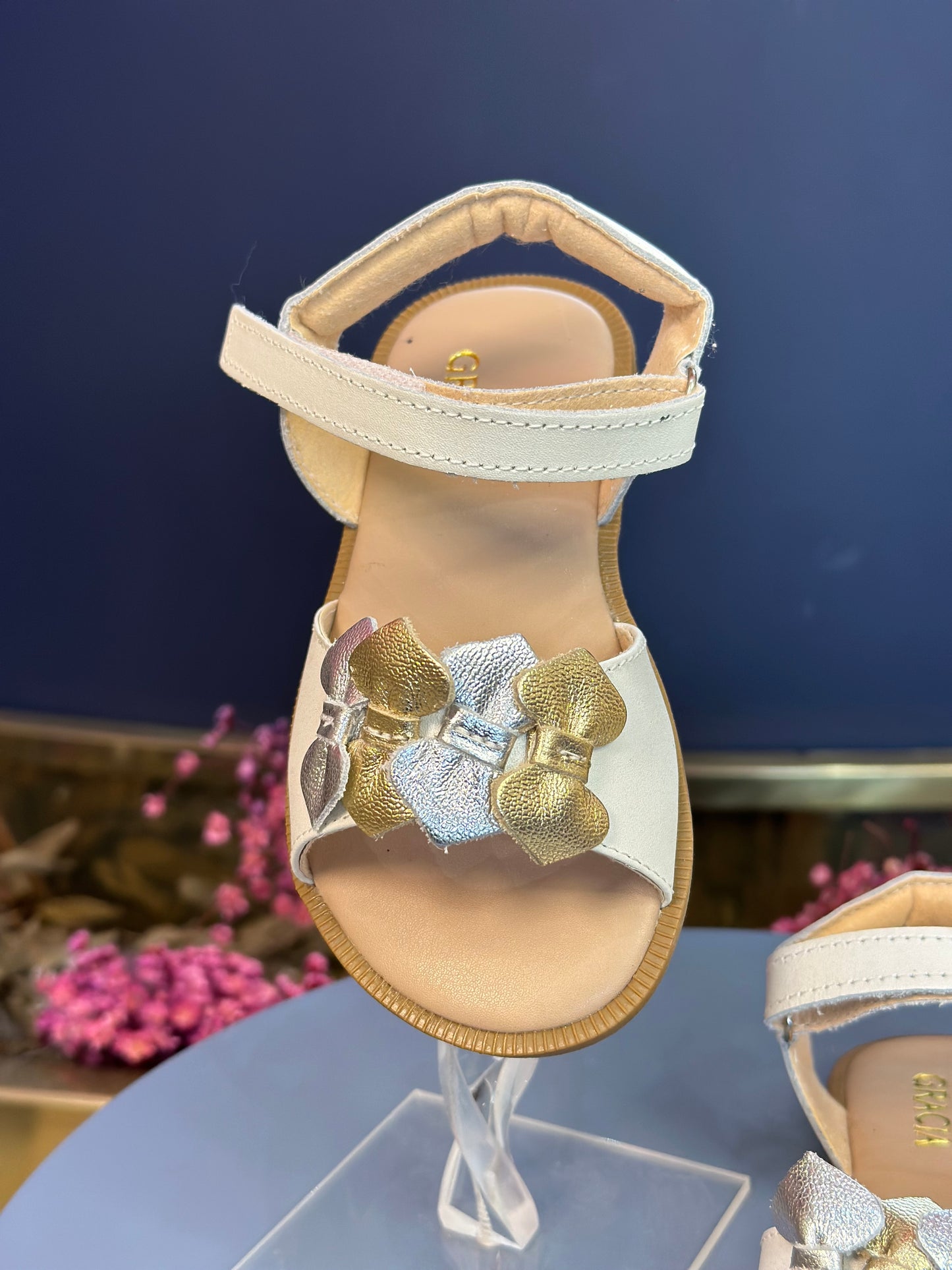 Sandália Infantil Lacinhos Branca Perolada - Gracia