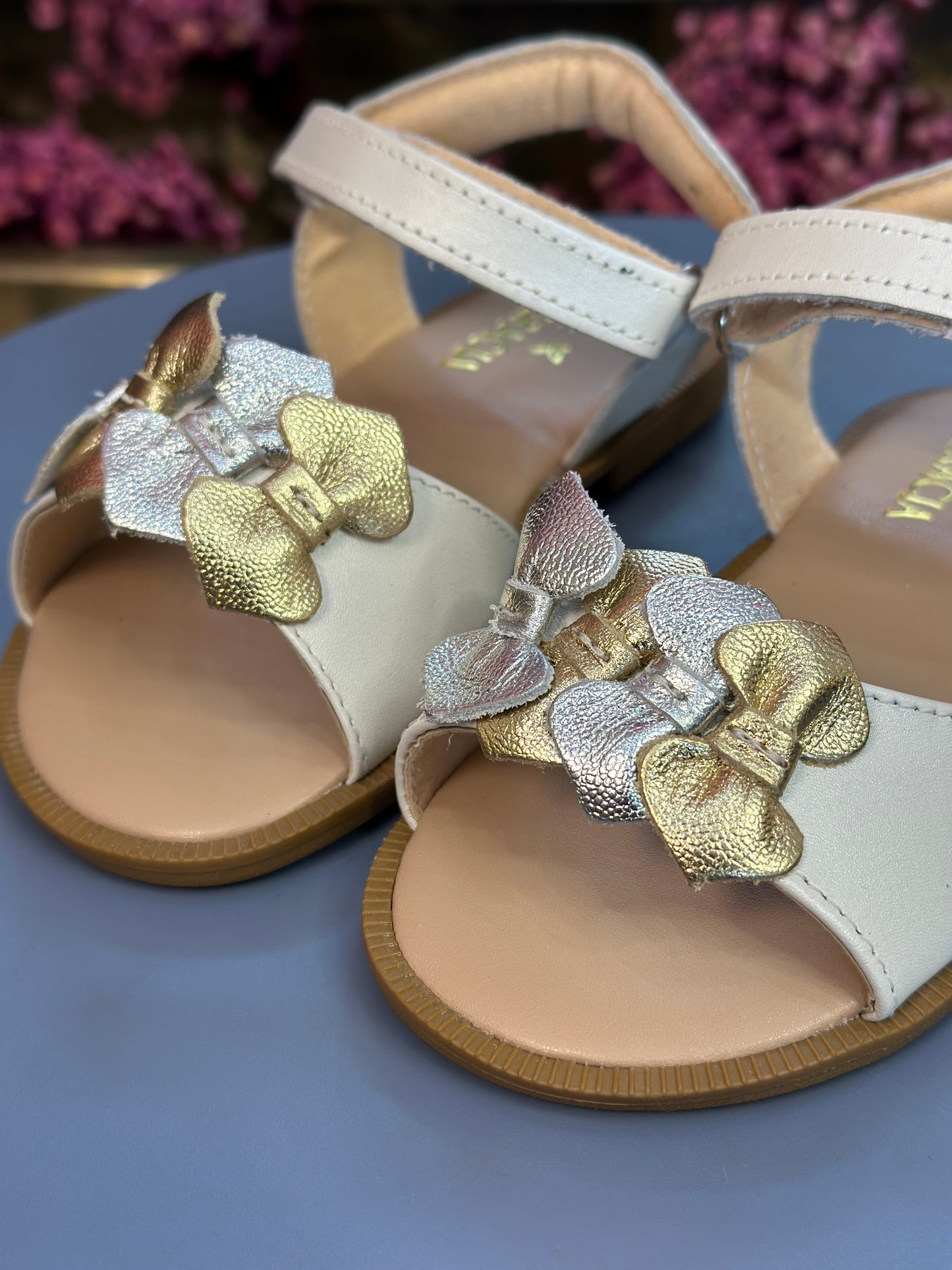 Sandália Infantil Lacinhos Branca Perolada - Gracia