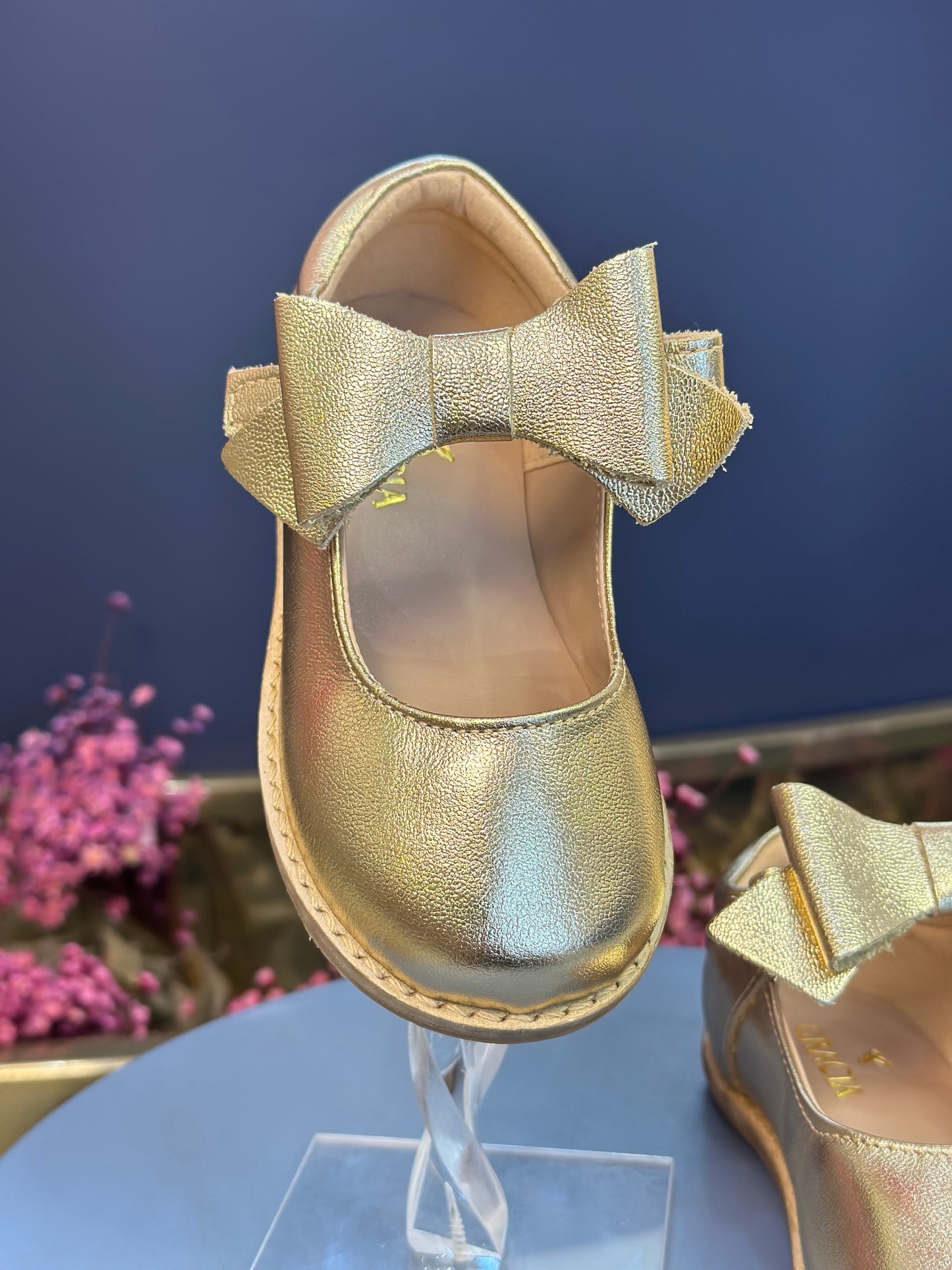Sapatilha Infantil Mariah Retrô Laço Removível Dourado - Gracia