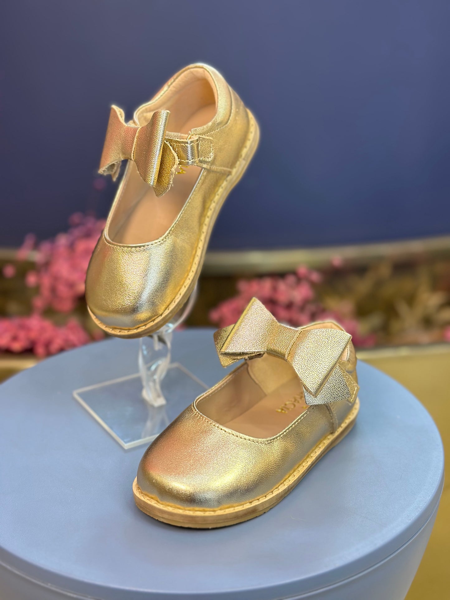 Sapatilha Infantil Mariah Retrô Laço Removível Dourado - Gracia