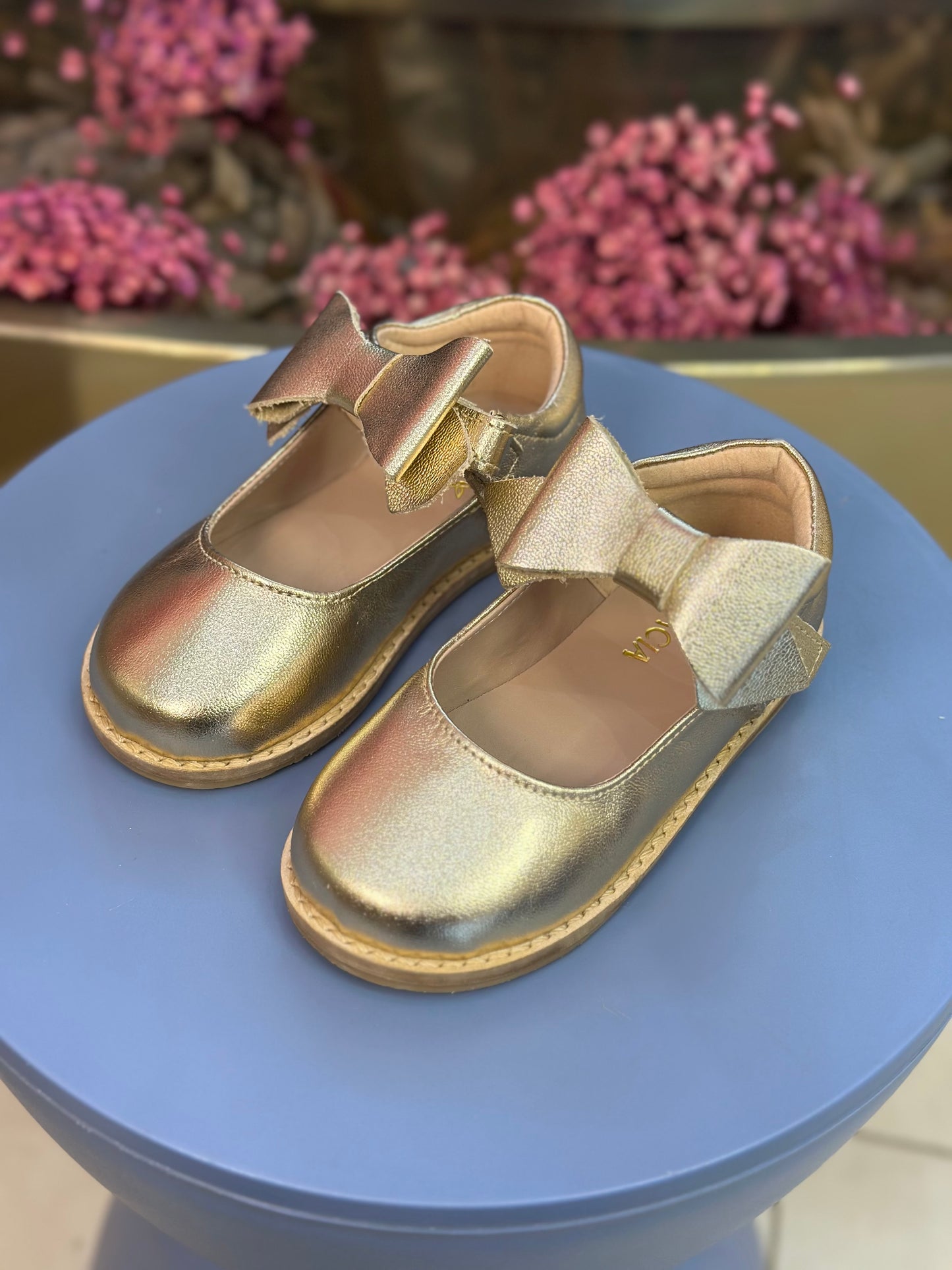 Sapatilha Infantil Mariah Retrô Laço Removível Dourado - Gracia