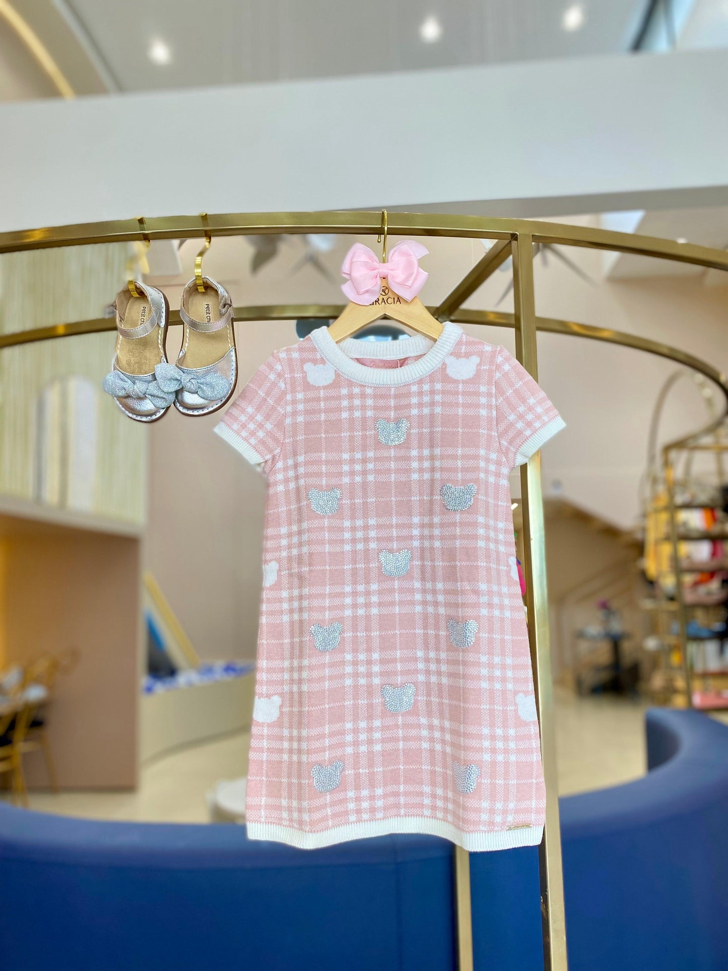 Vestido Tricot Xadrez Ursinhas Cristal Pituchinhus - Gracia