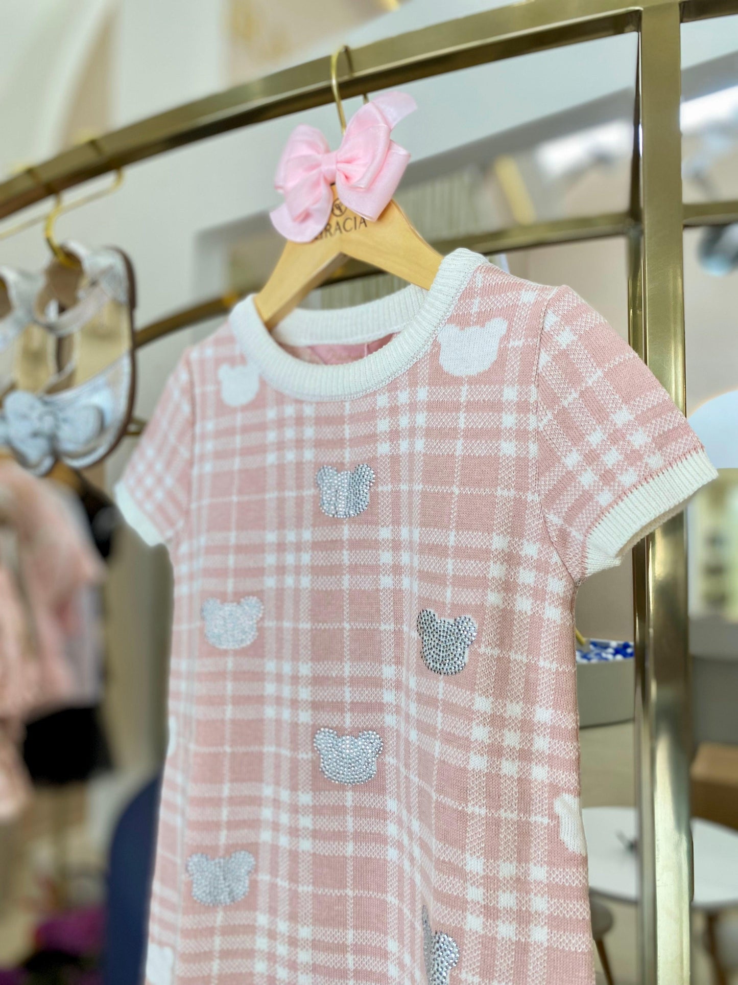 Vestido Tricot Xadrez Ursinhas Cristal Pituchinhus - Gracia