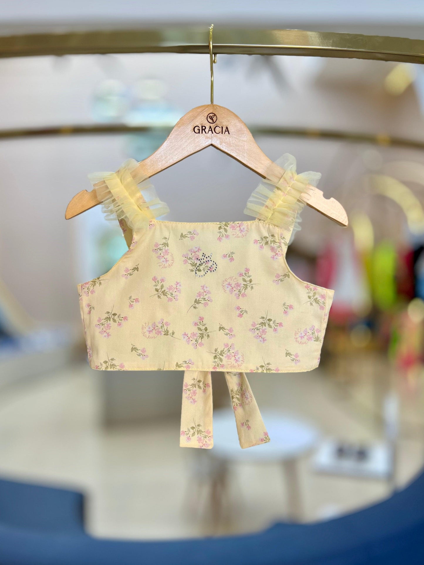 Blusa Cropped Flores Tule - Pituchinhus - Gracia