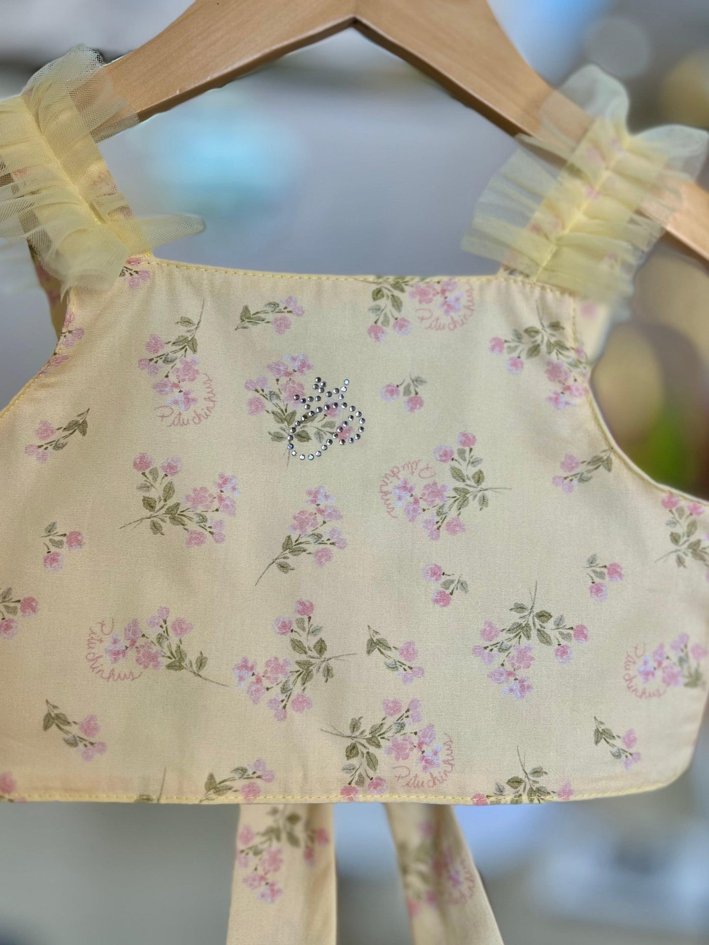 Blusa Cropped Flores Tule - Pituchinhus - Gracia