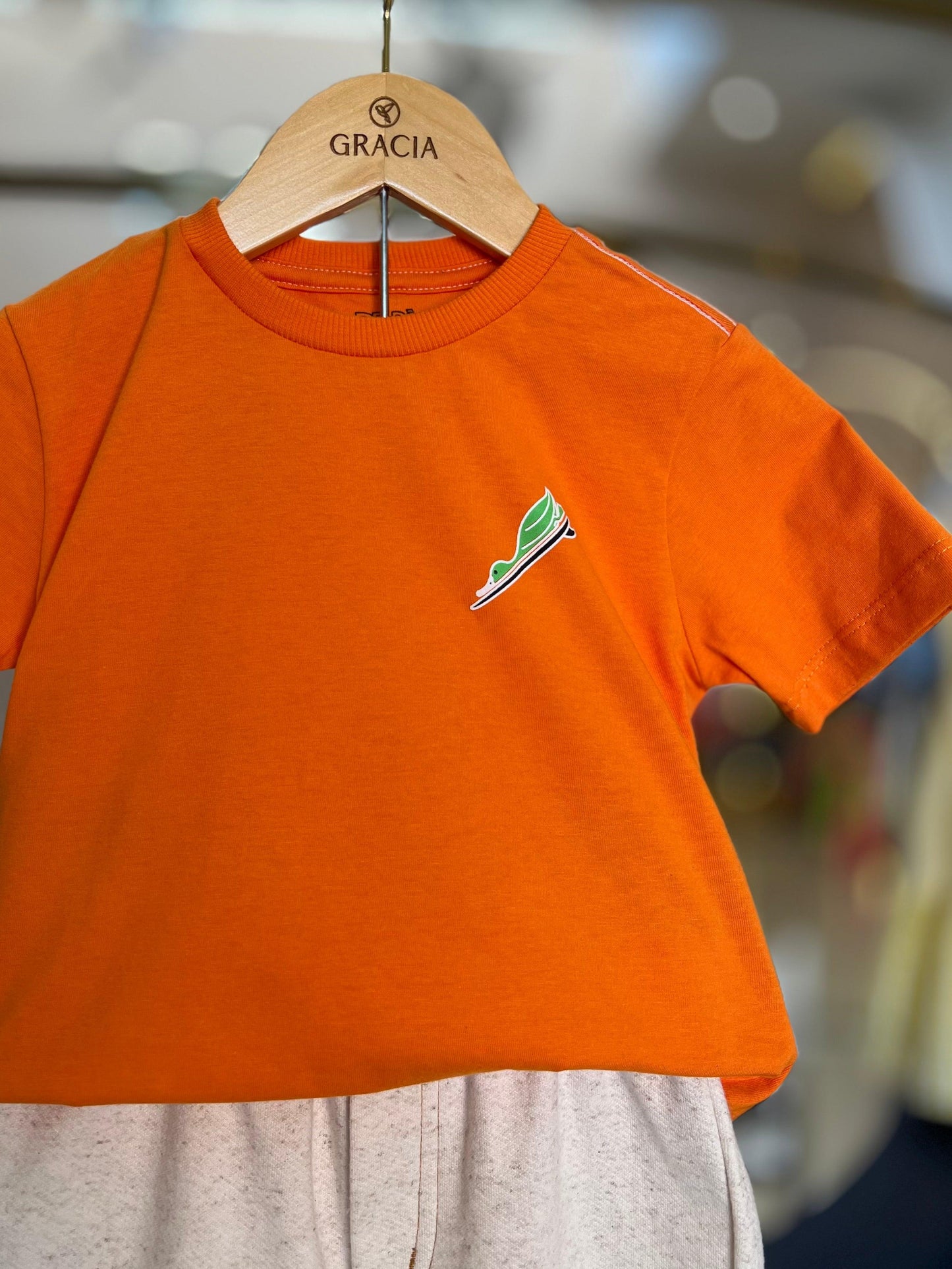 Conjunto Tshirt Laranja e Bermuda de Moletom - Beabá - Gracia