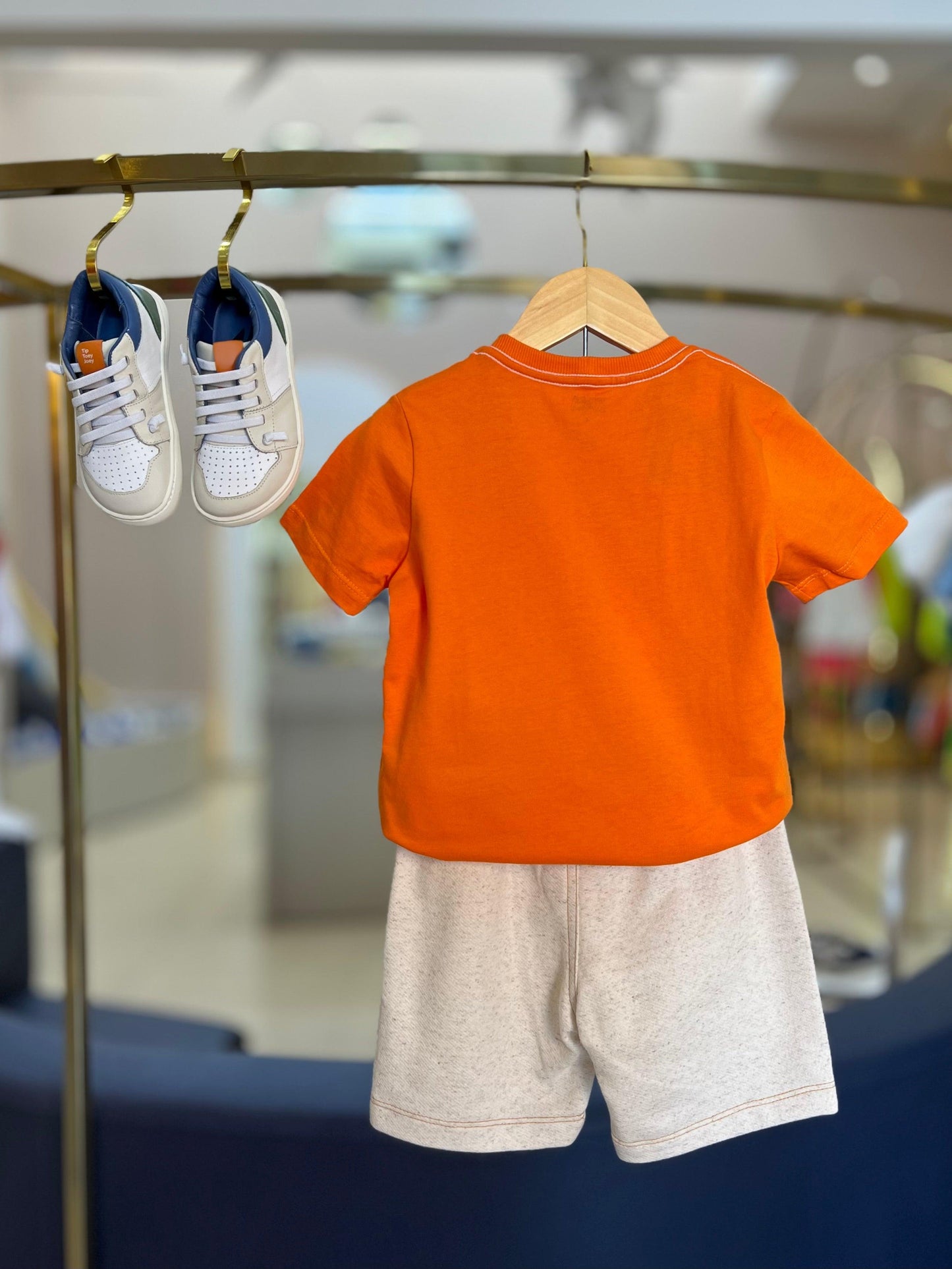 Conjunto Tshirt Laranja e Bermuda de Moletom - Beabá - Gracia