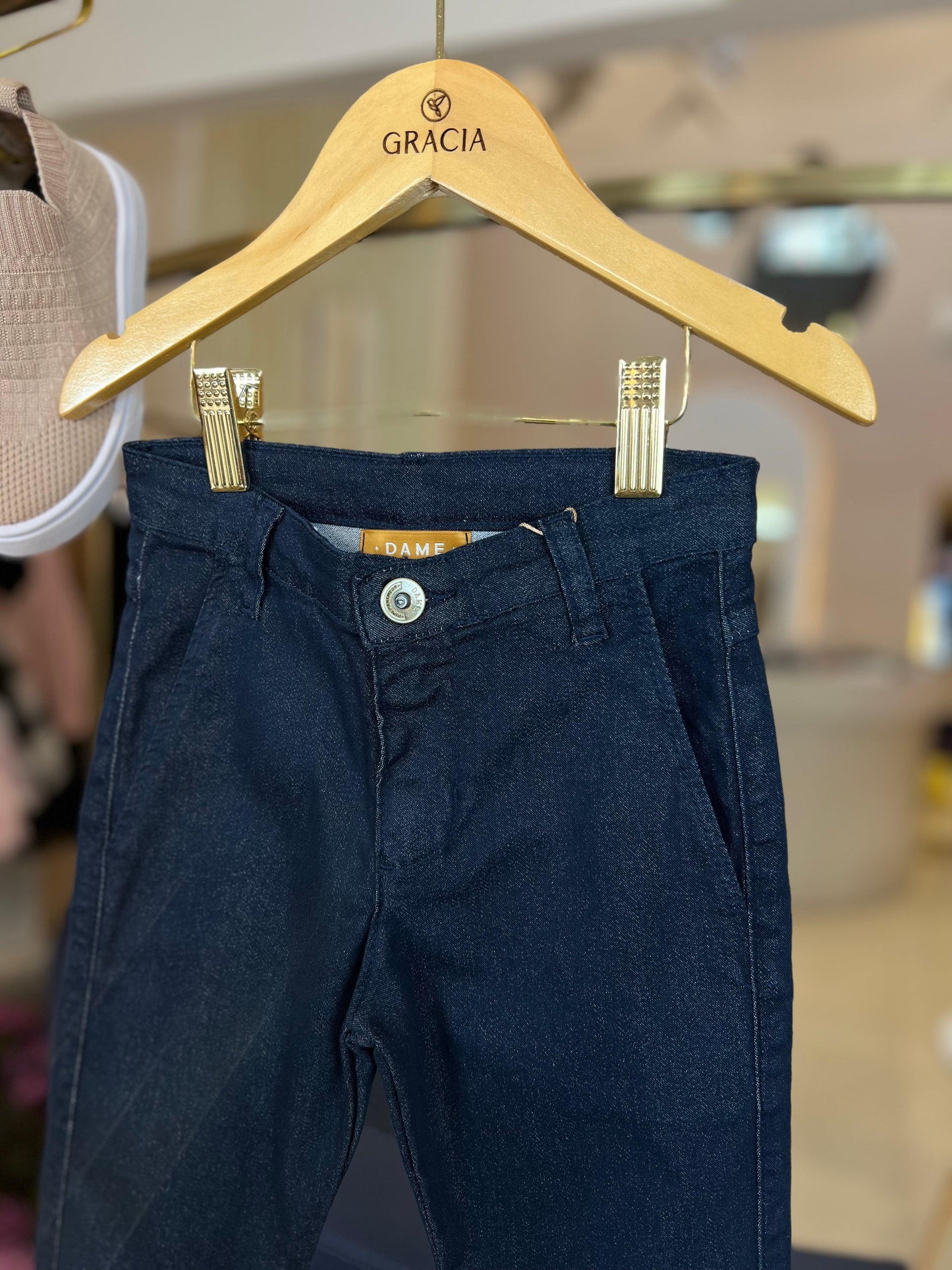 Calça social skinny de sarja marinho - Dame - Gracia