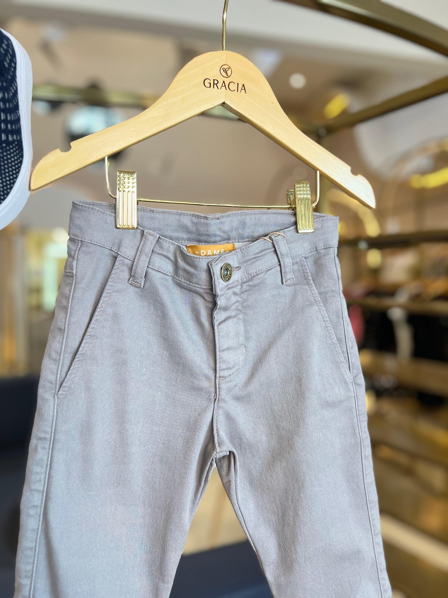 Calça social skinny de sarja cinza - Dame - Gracia