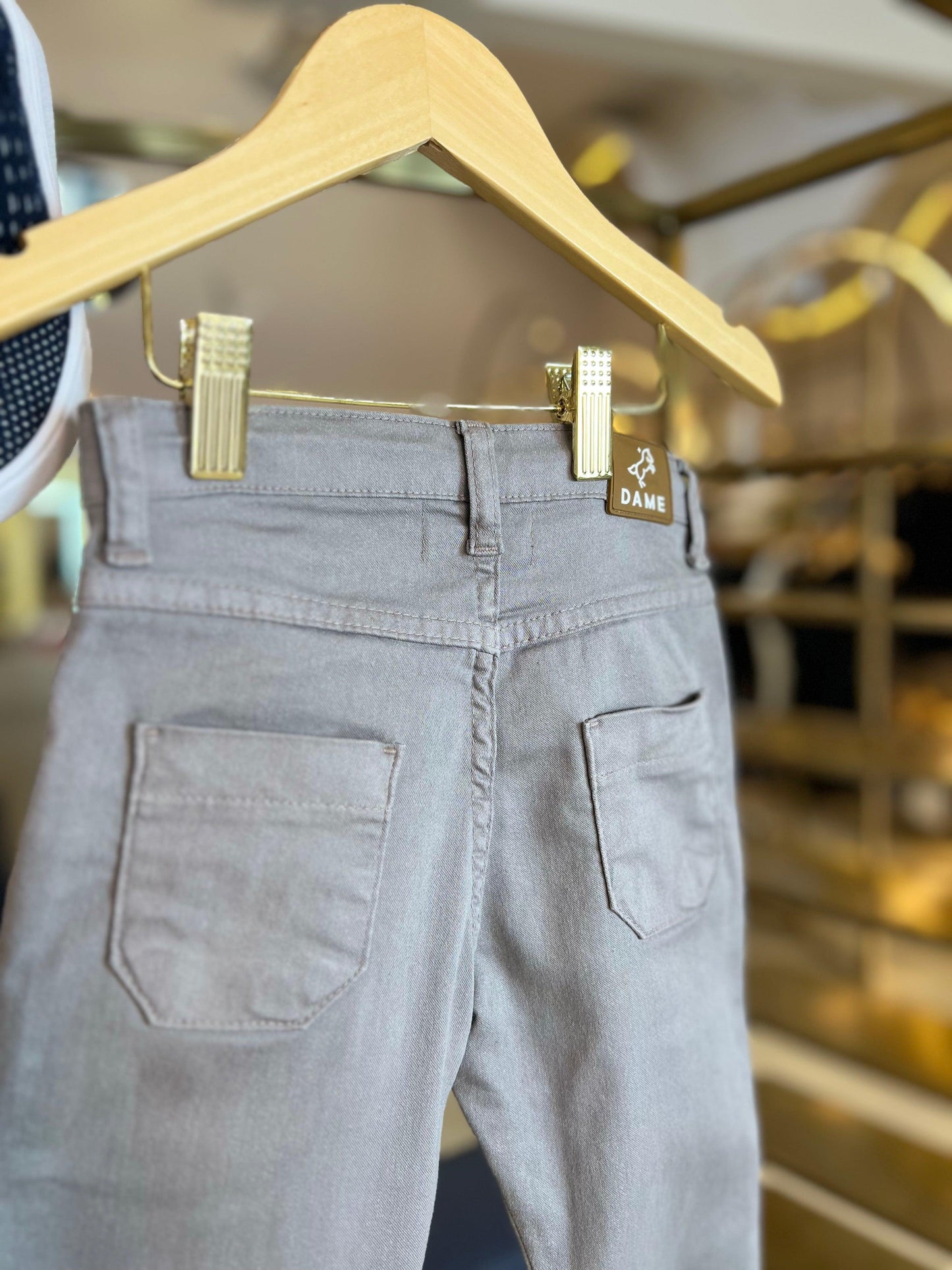 Calça social skinny de sarja cinza - Dame - Gracia