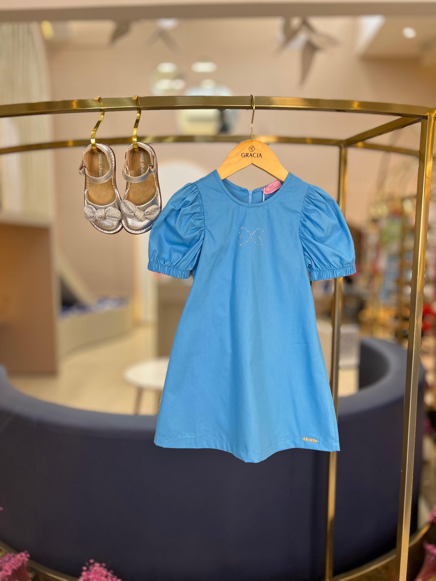 Vestido Trapézio Strass Azul - Luluzinha - Gracia