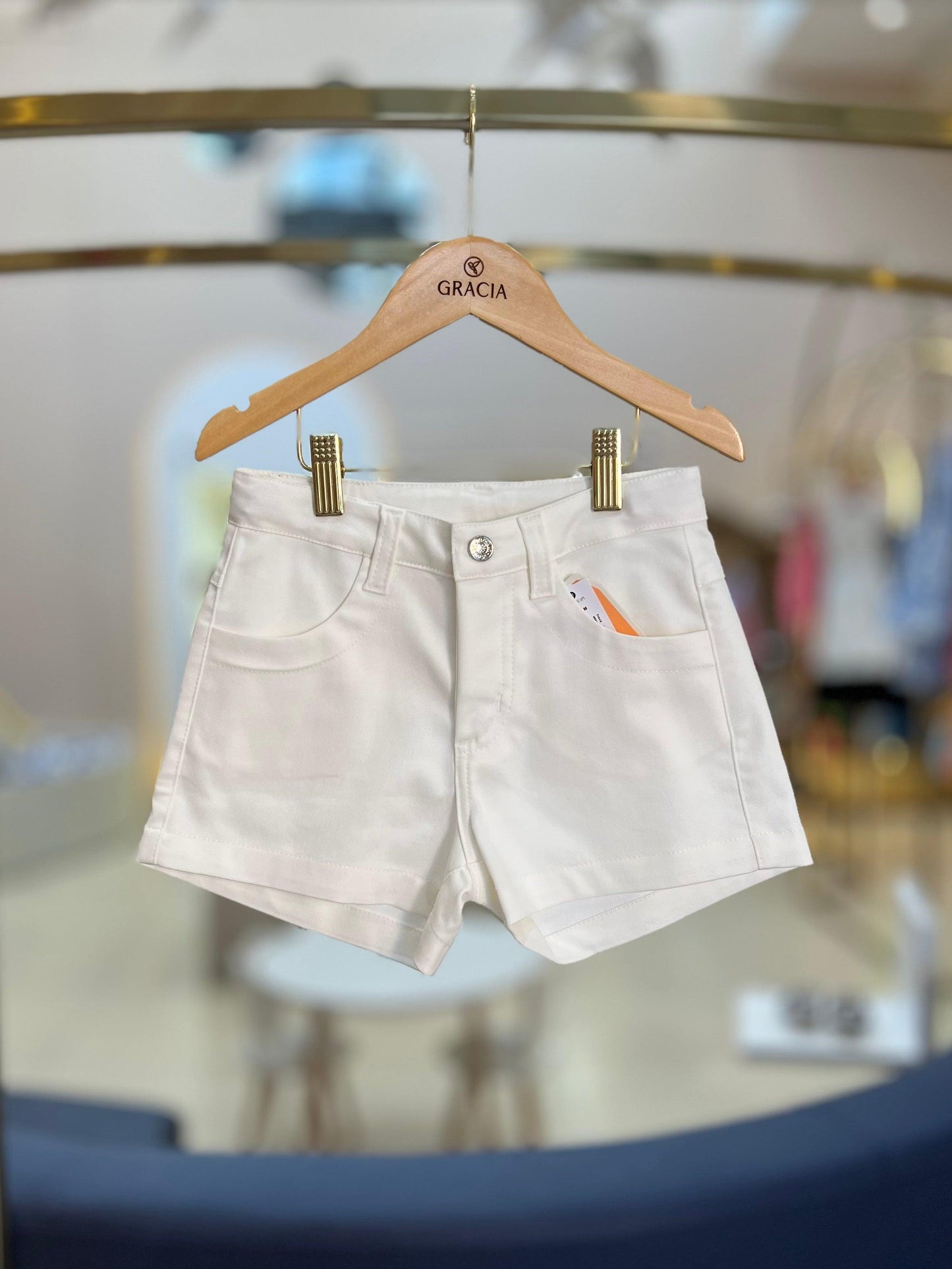 Shorts Satin Passantes Off White - 1+1 - Gracia