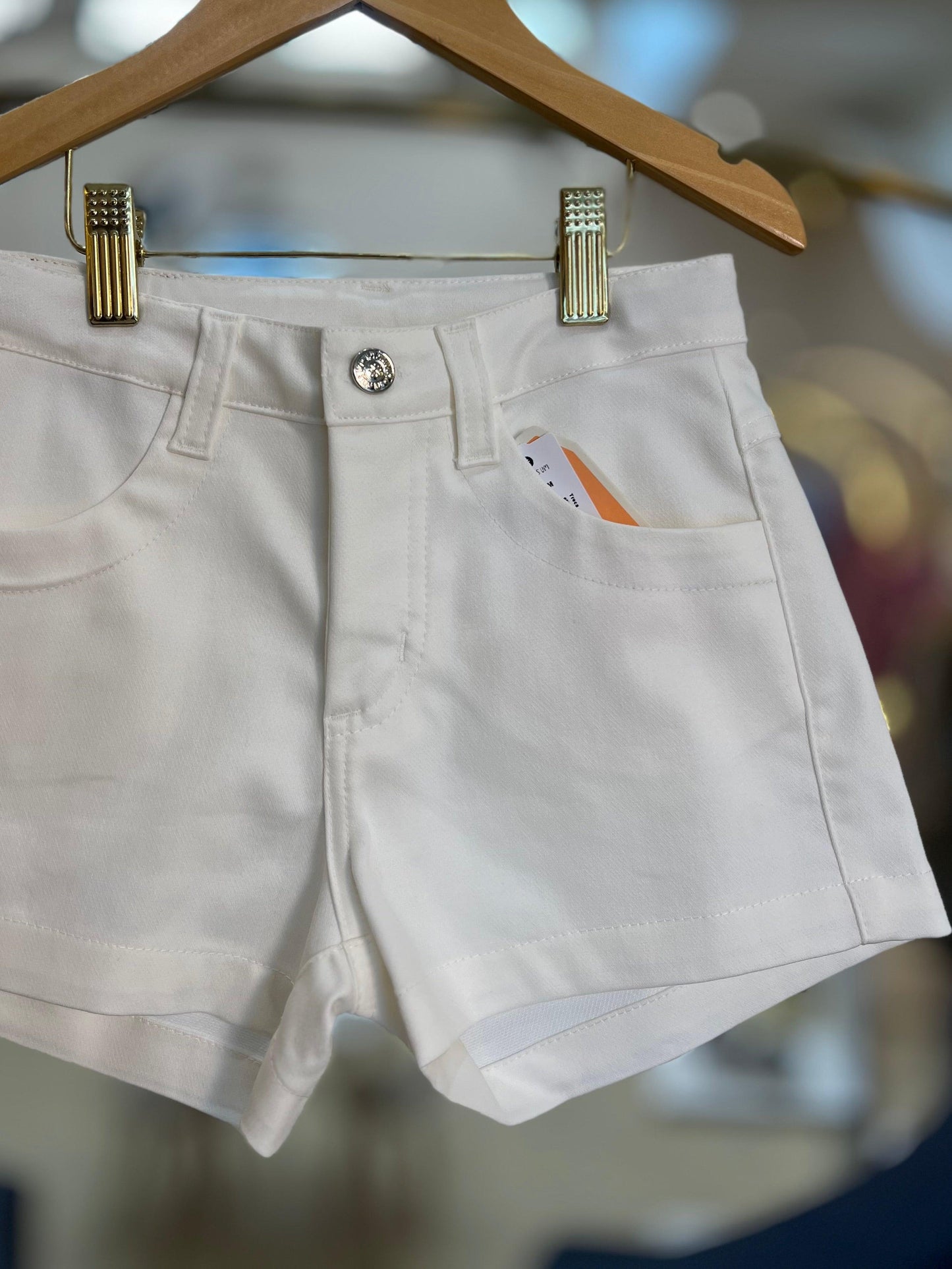 Shorts Satin Passantes Off White - 1+1 - Gracia