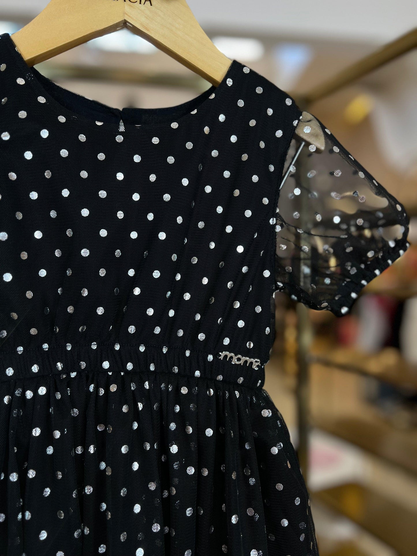 Vestido de Tule Poá Metalizado Momi - Gracia