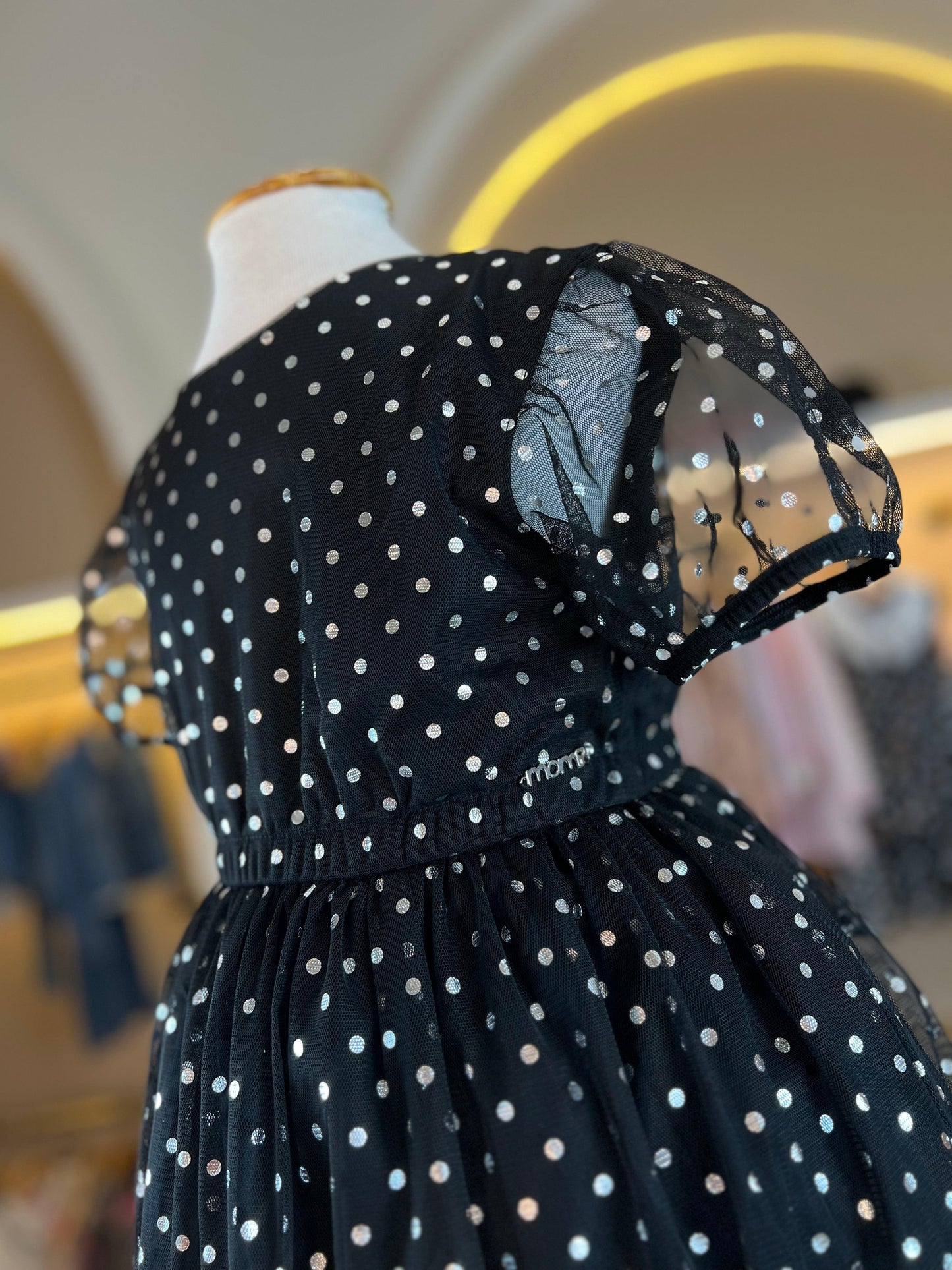 Vestido de Tule Poá Metalizado Momi - Gracia