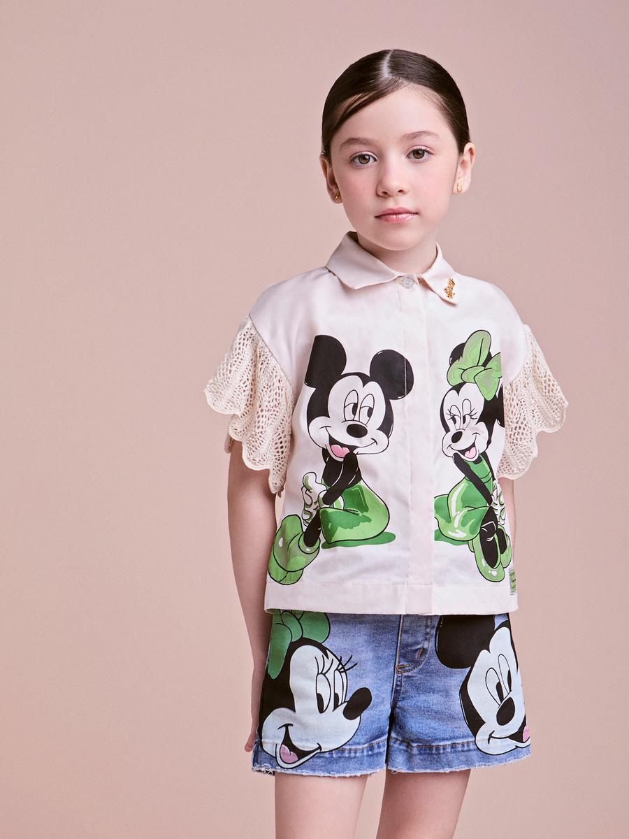 Conjunto Infantil Camisa Disney Tricot & Shorts Minnie & Mickey - Animê