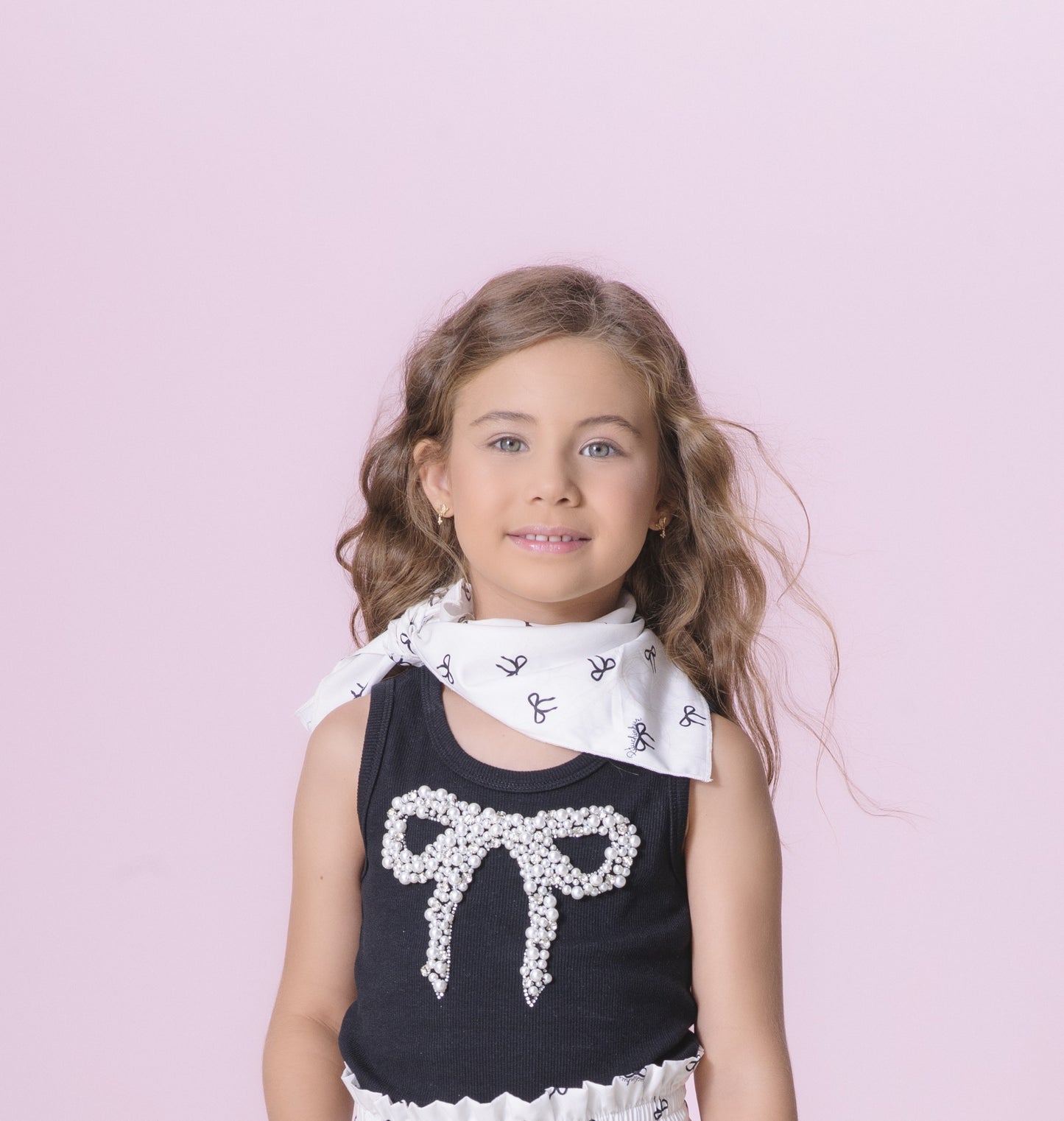 Conjunto Infantil Blusa Laço Bordado e Saia-shorts Lacinhos - Pituchinhus