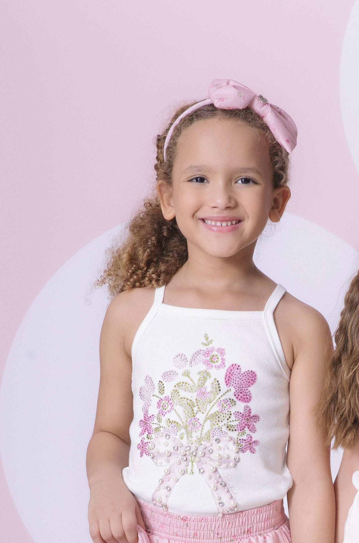 Blusa Infantil Bouquet Flores Laço Bordado - Pituchinhus