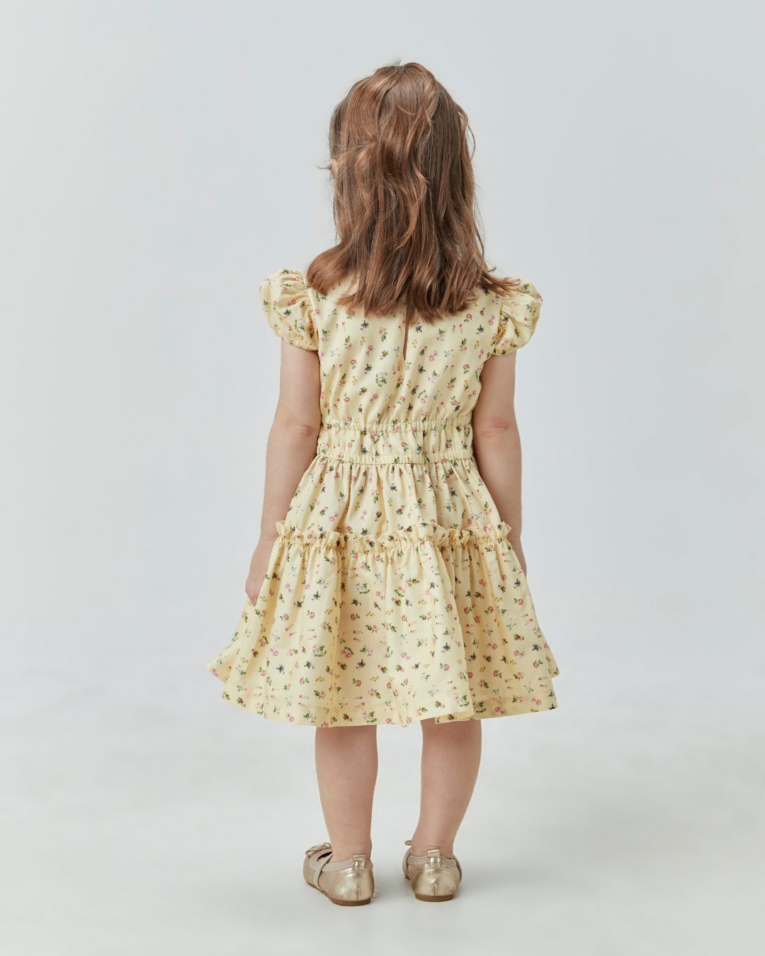 Vestido Bebê de Algodão Estampa Floral Amarelo - Um Mais Um