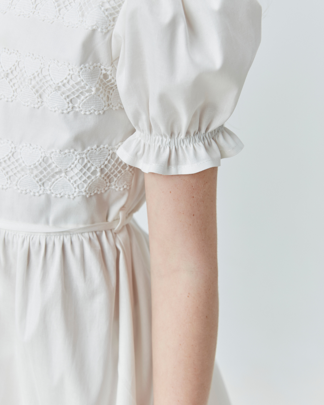 Vestido Infantil Midi Algodão com Renda Coração - Um Mais Um