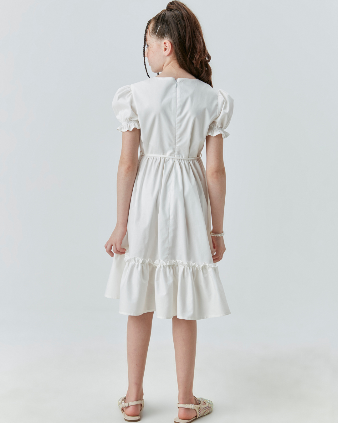 Vestido Infantil Midi Algodão com Renda Coração - Um Mais Um